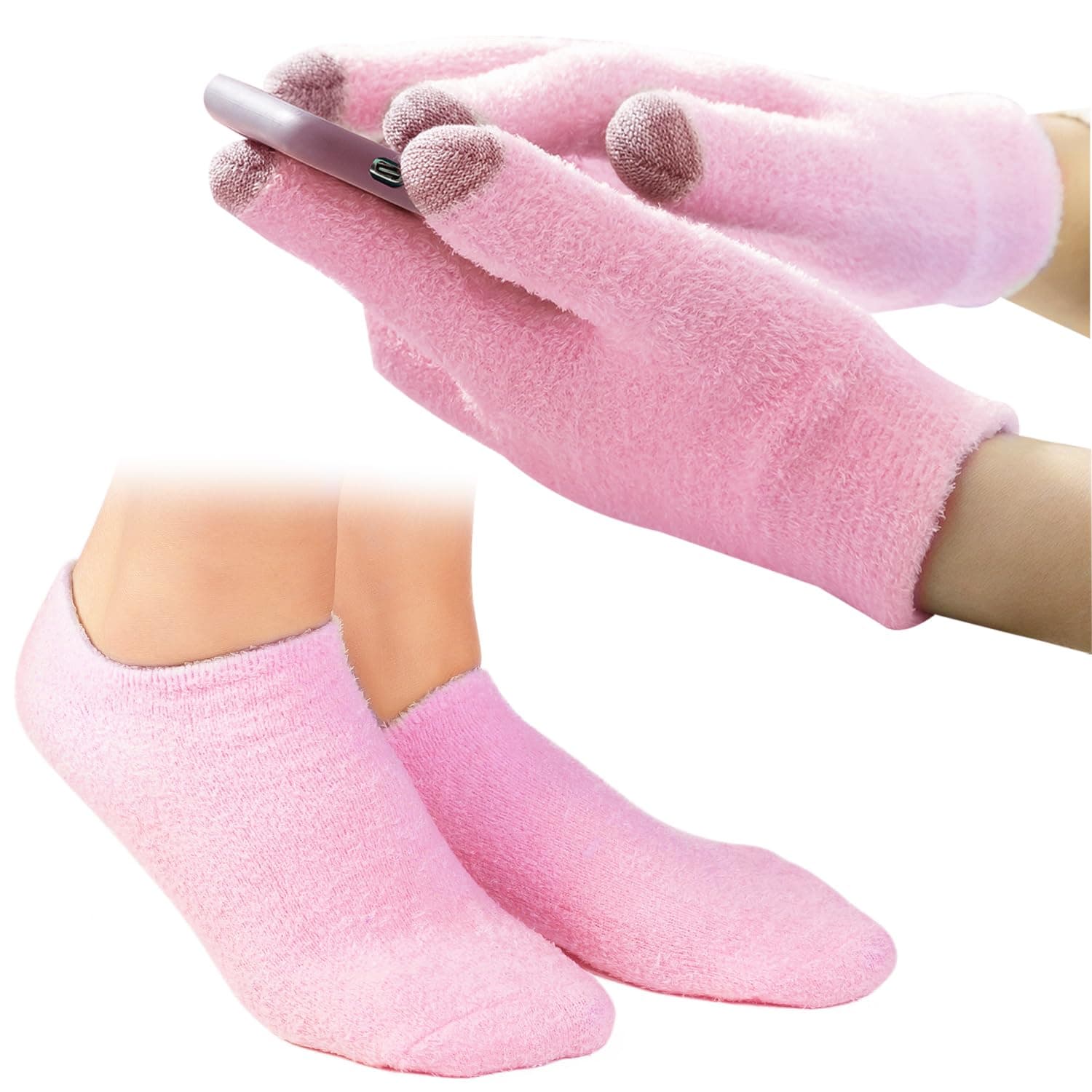 4PCS Touch Screen Moisturizing Gloves and Sock, Spa Moisturizing Therapy Sock＆Glove, Soften Repairing Dry Cracked, Hands Feet Skin Care, Effective in Repair Dry and Chapped Hands and Feet Skin Care