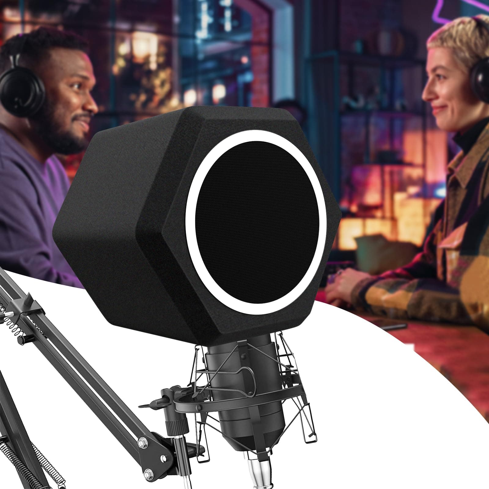 Microphone Isolation Ball, with Upgraded Durable Dual Layered Pop Filter, Perfect Studio Recording Companion Greatly Reducing Reflections, Hissings, Plosives, Wind Interference, Breathing Sounds…