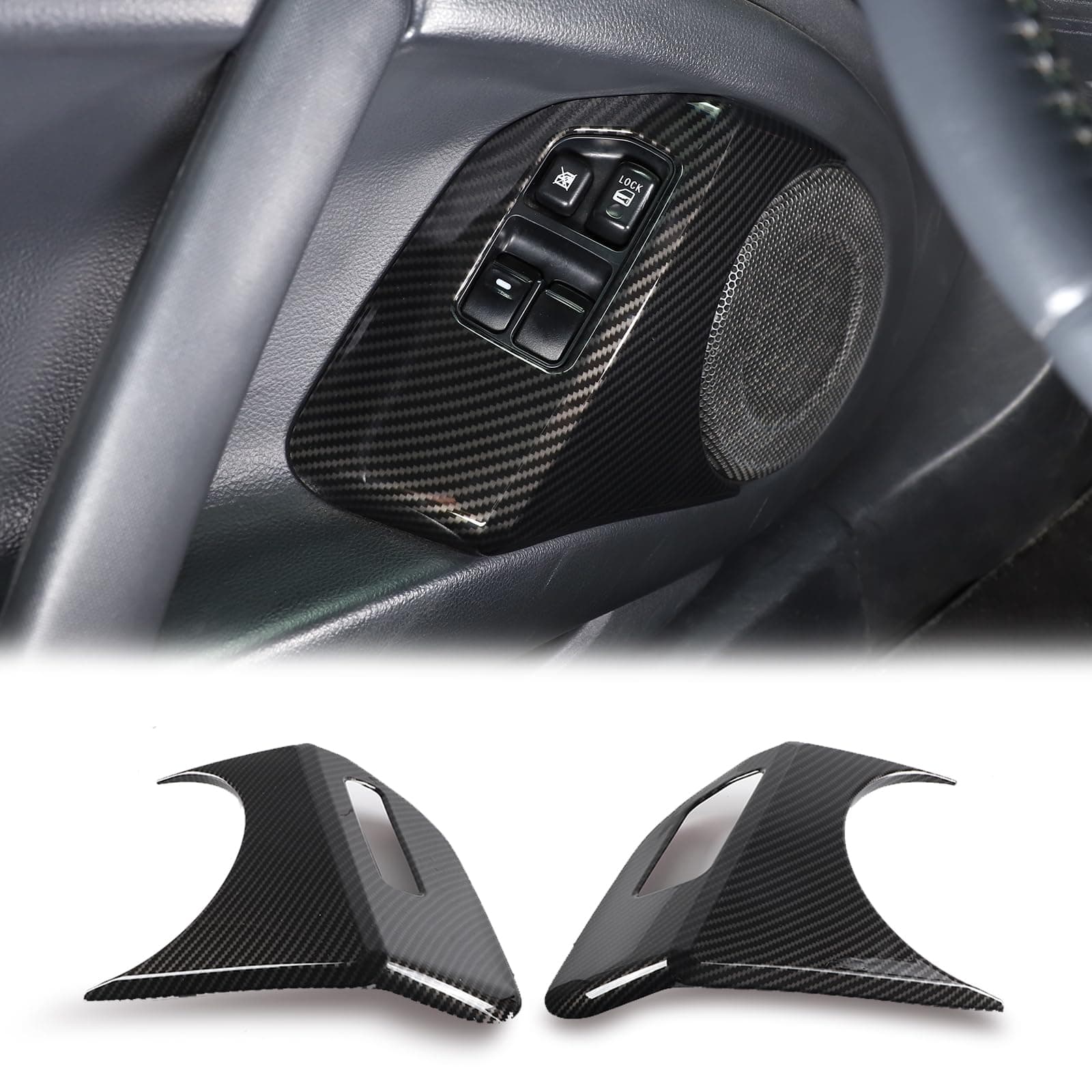 Car Window Lift Button Frame Cover for Mitsubishi Eclipse 2006-2011, 2PCS ABS Material Inner Door Window Glass Switch Panel Frame Decor Trim Accessories (Carbon Fiber Pattern)