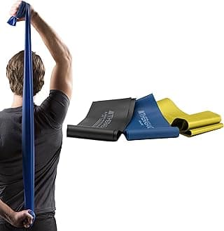 TheraBand Resistance Bands Set, Professional Non-Latex Elastic Band For Upper & Lower Body Exercise, Strength Training without Weights, Physical Therapy, & Pilates, Yellow & Blue & Black, Advanced