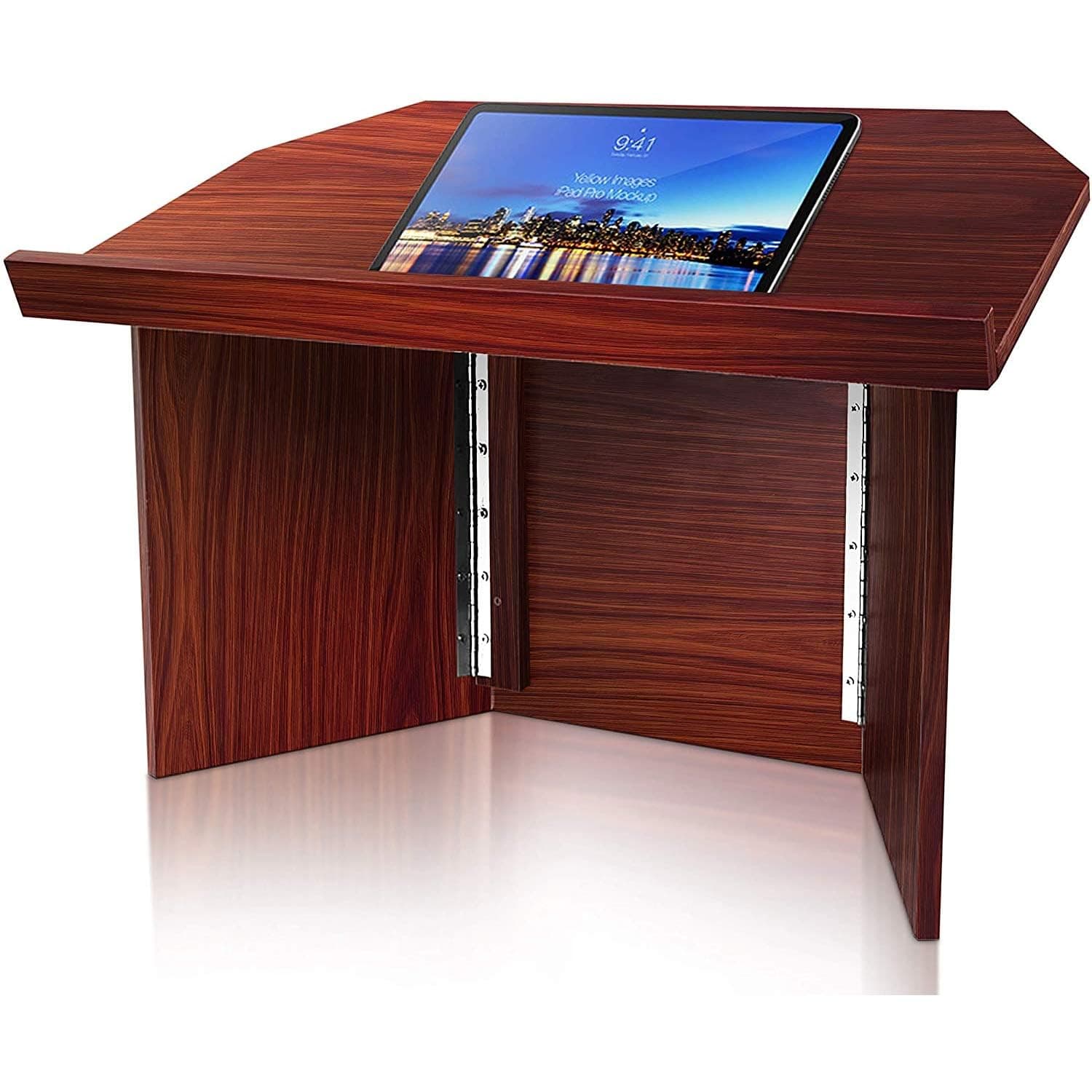 Pyle Foldable Desktop Lectern Podium Stand-Portable Folding Tabletop Desk Teacher Speaker Lecture Classroom Presentation Stand, Laptop Computer Book Holder-Pyle PLCTND41