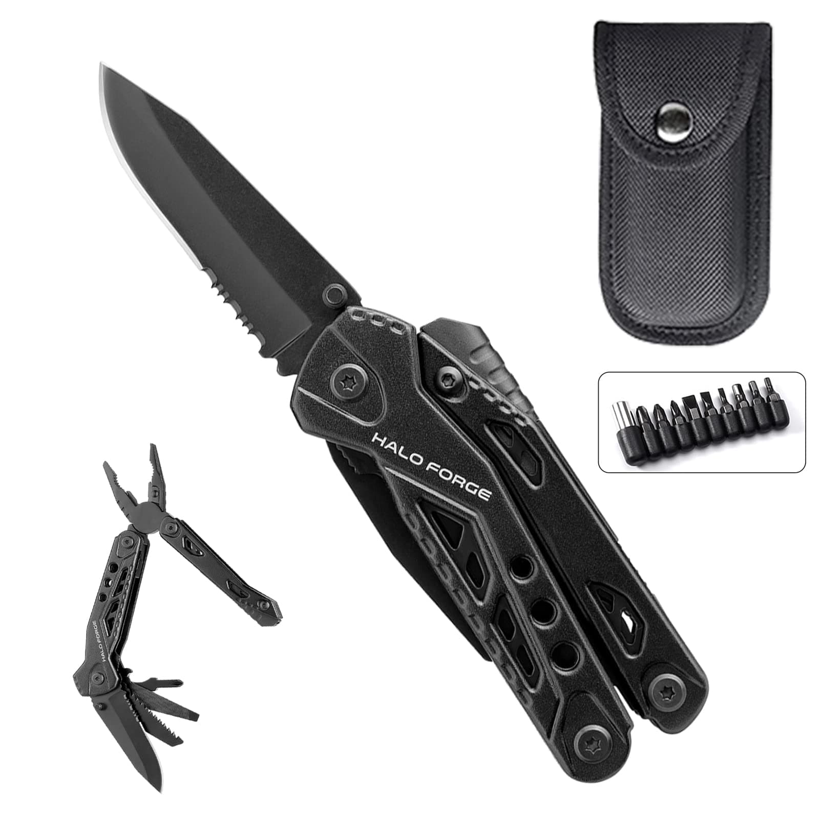 Multitool Pliers and Knife - 13 in 1 Multi-Function Folding Tools, Durable Stainless Steel Outdoor Camping Tool Gifts for Men, Sharp Pocket Knife, Saw, Screwdriver, Multi Pliers