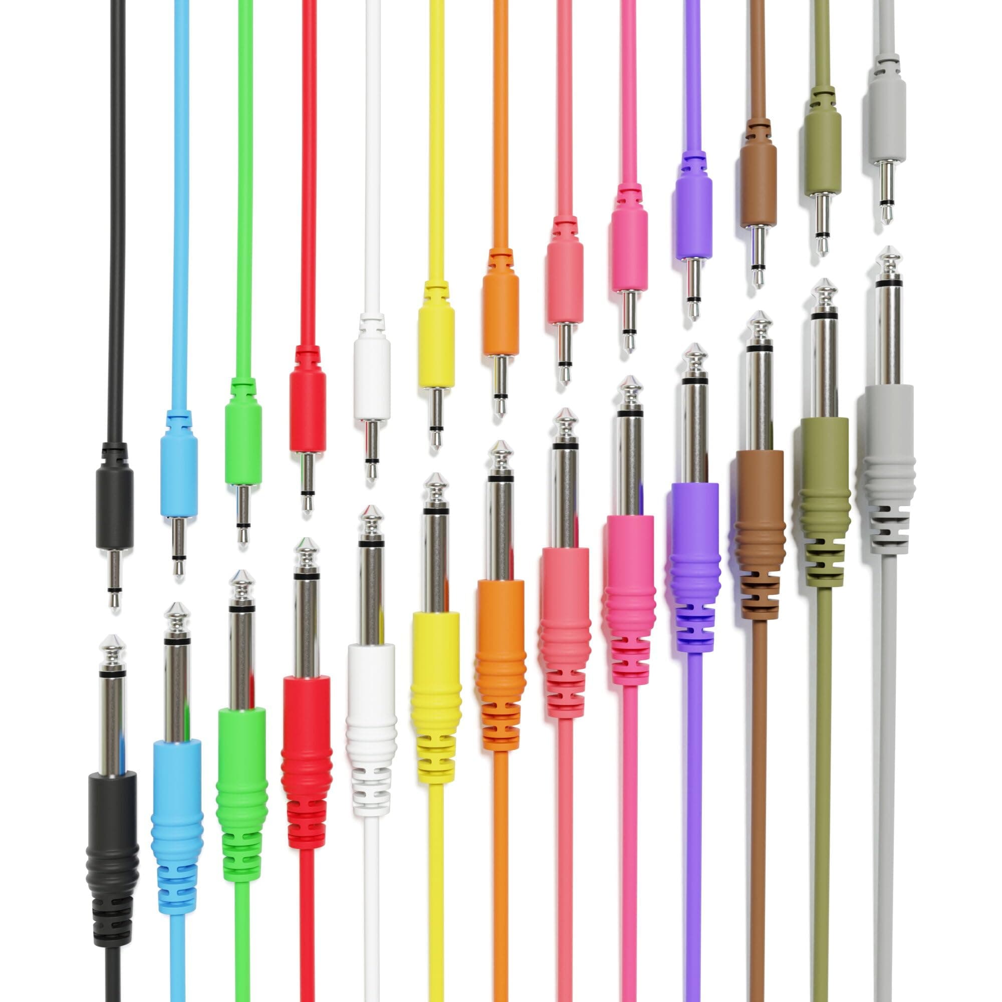 ExcelValleyMono Patch Cables - TS 3.5mm 1/8" to 6.35mm 1/4" [13-Pack | 200 cm - 78.74"]