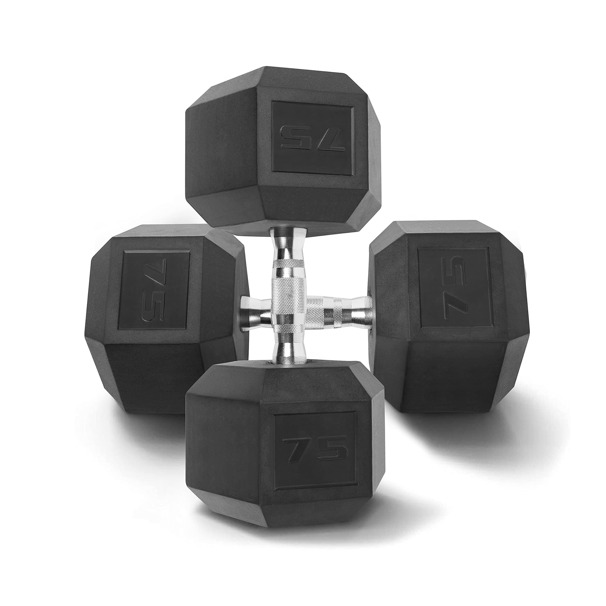 WF Athletic Supply Rubber Coated Solid Steel Cast-Iron Pair Dumbbells, Rubber Hex Dumbbells, Hex Weights Dumbbells for Muscle Toning, Full Body Workout, Home Gym Dumbbells, Pair