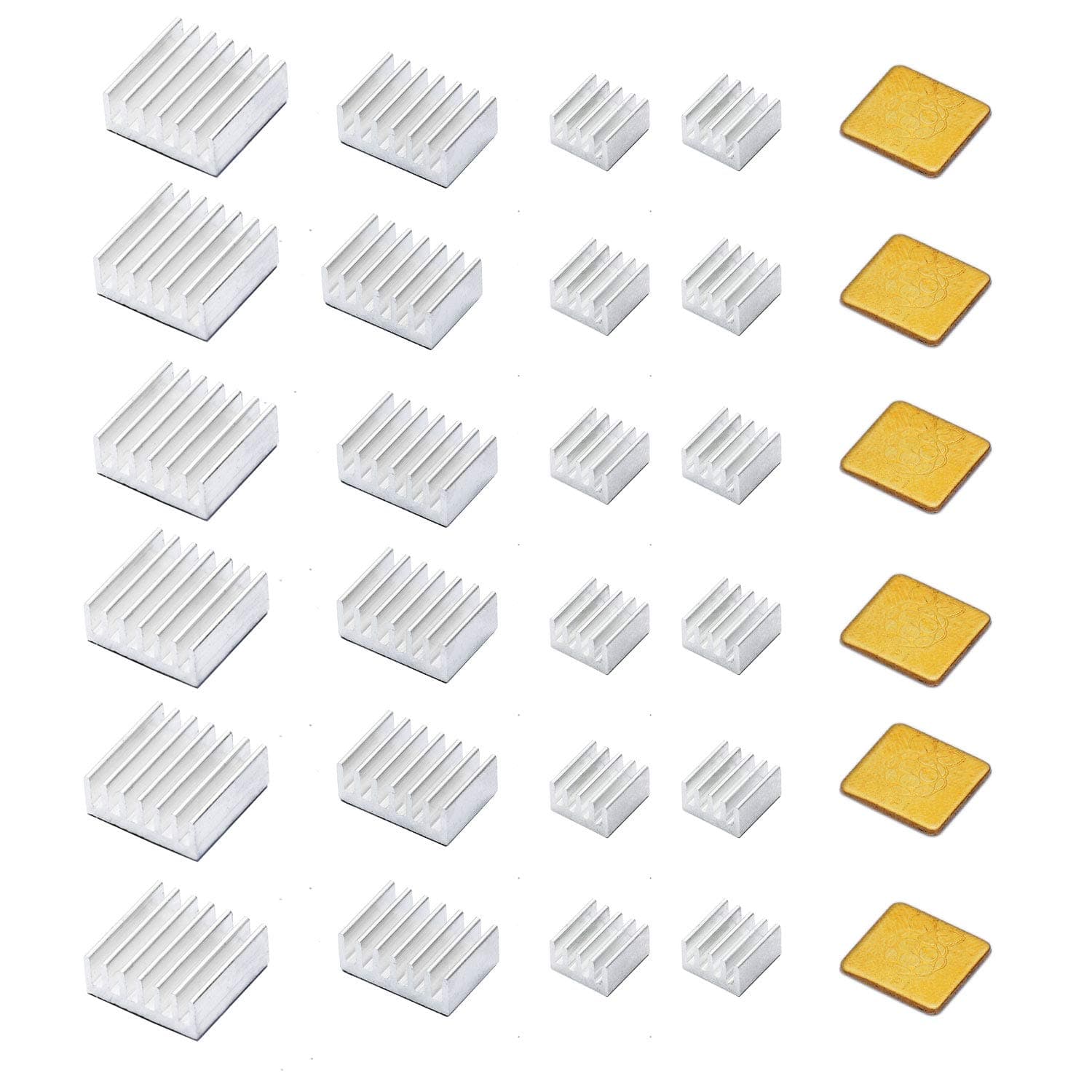 30 PCS Raspberry Pi 4 Heatsink Kit with Thermal Conductive Adhesive Tape Aluminum Heat Sink Cooler and Copper Heatsink for Raspberry Pi B B+ 2/3/4