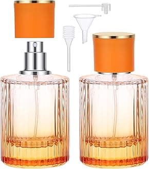 Segbeauty Travel Perfume Atomizer Refillable, 50ml Perfume Bottle Travel Perfume Spray Bottle, 2pcs 1.7Oz Perfume Bottles Empty Travel Cologne Sprayer Refill Bottle for Dispensing Essential Oil Orange