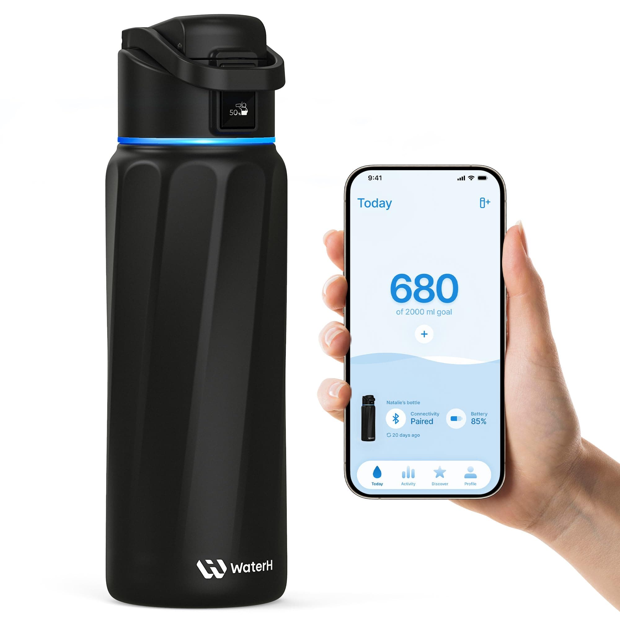 BOOST Smart Water Bottle with Reminder & Tracker, Double Wall Vacuum Insulated Bottles Stainless Steel, 32oz BPA-Free Wide Mouth for School, Gym, Office, Ideal for Mother's Day