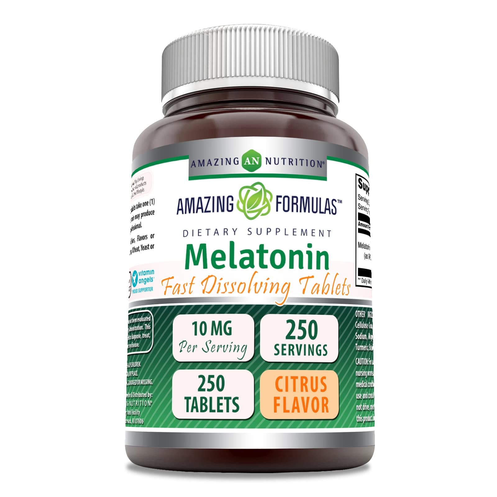 Amazing Formulas Melatonin 10 Mg | Fast Dissolving Tablets Supplement | Non-GMO | Gluten-Free | Made in USA (Citrus | 250 Count)