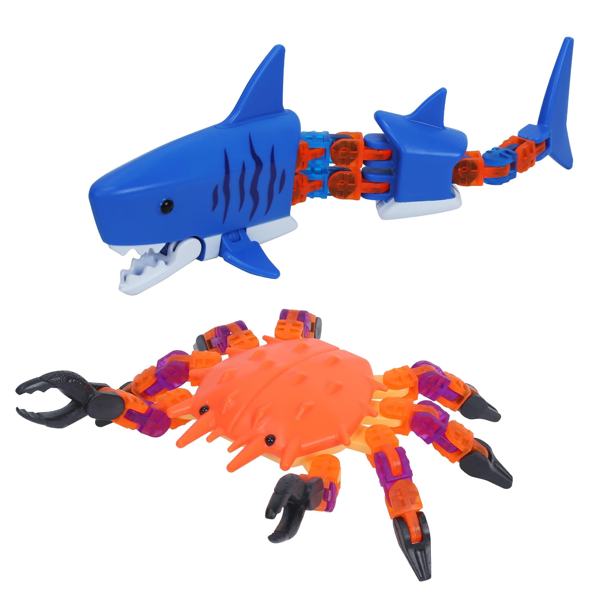 Zing Klixx Creaturez Combo Pack - Ocean Series, Create Stop Motion Animation, Click Fidget Toys for Stress Relief, Great for Kids Ages 4 and Up (Shark + Crab)