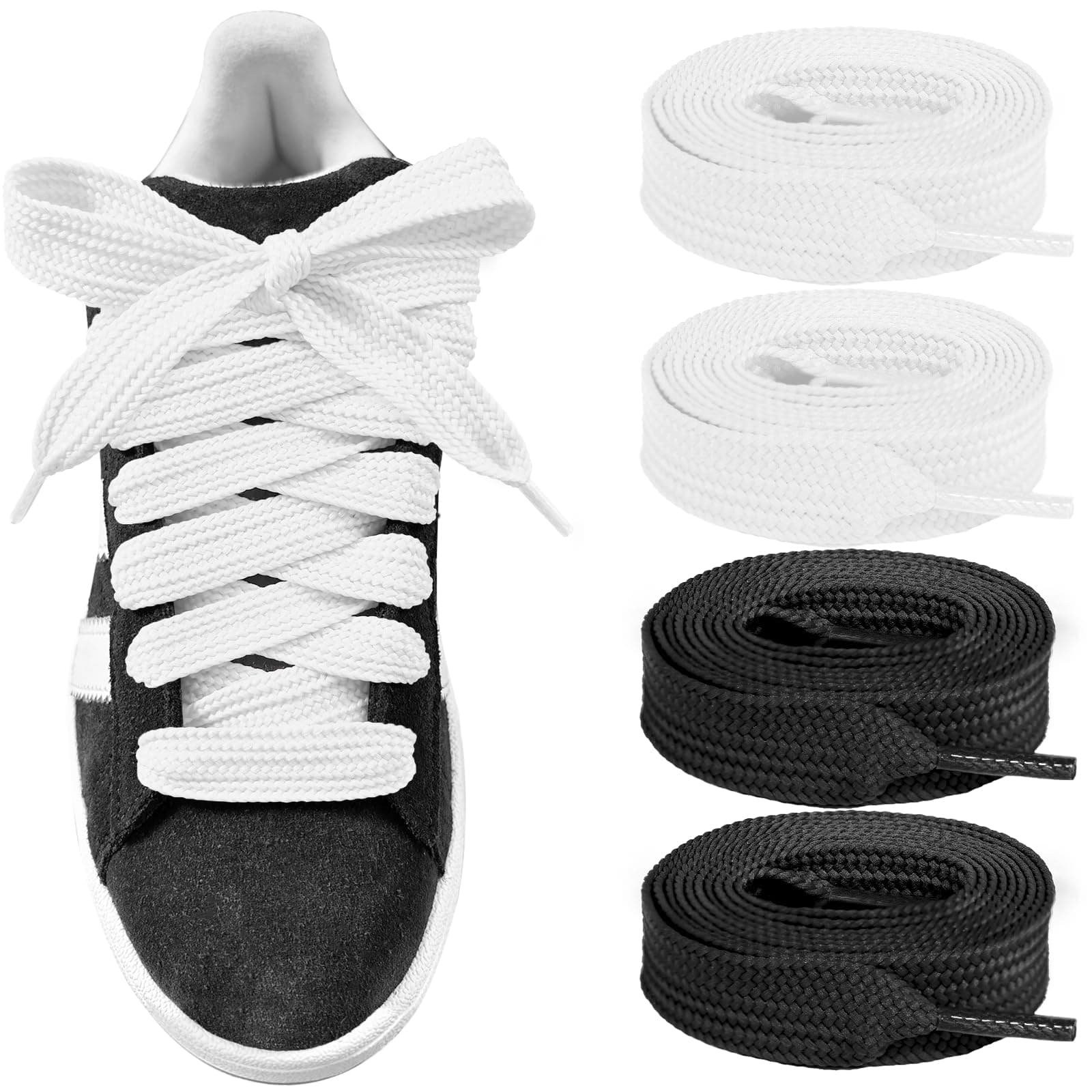 UamGlsob 2 Pairs 16MM Fat Shoe Laces for Sneakers, 5/8" Wide Thick Jumbo Chunky Shoelaces Replacement Strings