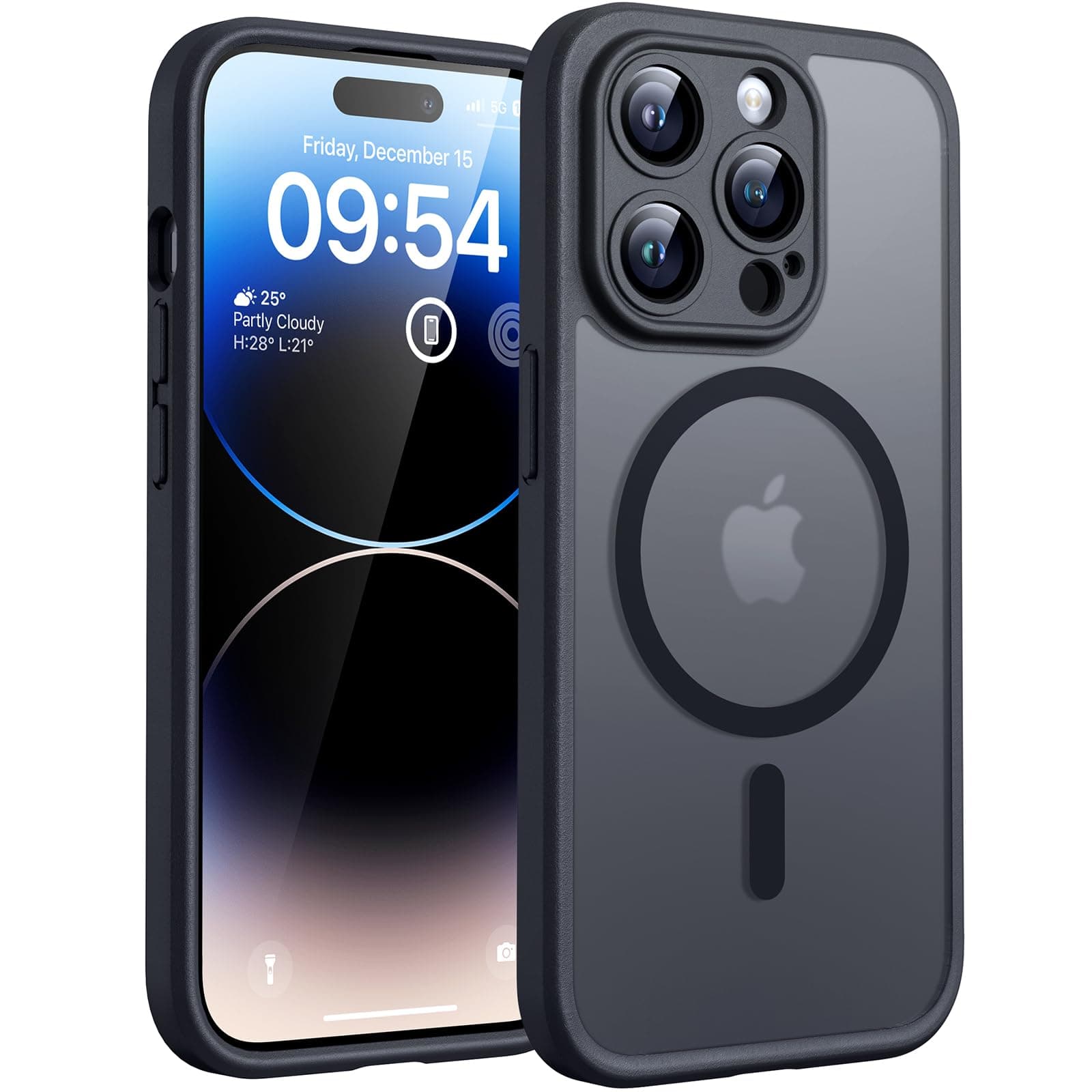 TOCOL for iPhone 14 Pro Max Case, Fit for MagSafe, Upgraded Full Camera Protection, Magnetic Shockproof Slim Translucent Matte for 14 Pro Max Case (Black)