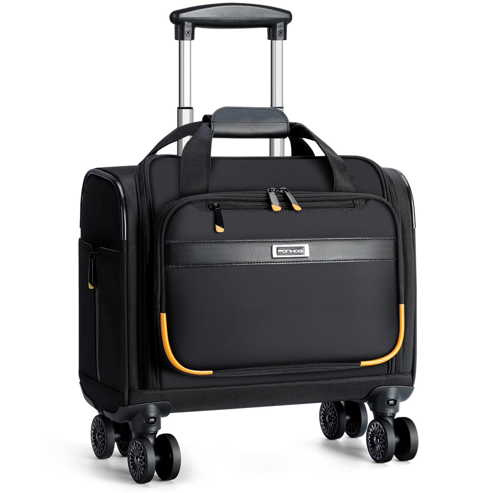 Rolling Laptop Bag with 4 Spinner Wheels - Rolling Briefcase 1680D Nylon Water Resistant Trolley Bag on Wheels,Wheeled Computer Bag for Men and Women Work Travel,Black