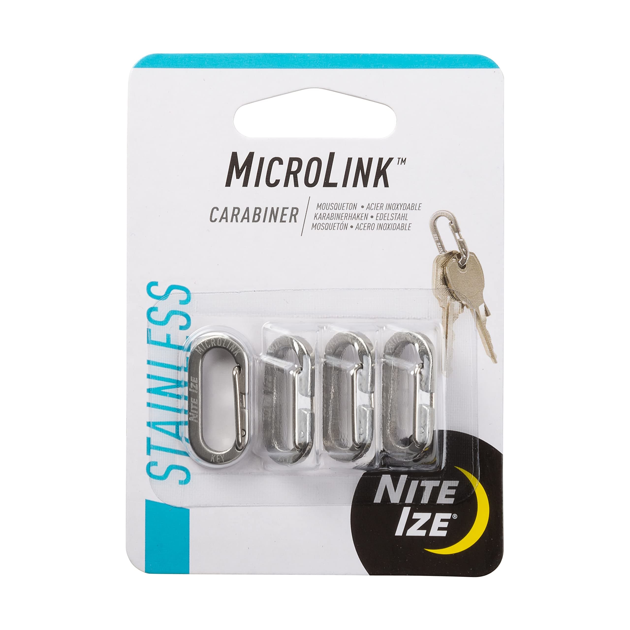MicroLink Carabiner Stainless Steel - 4 Pack