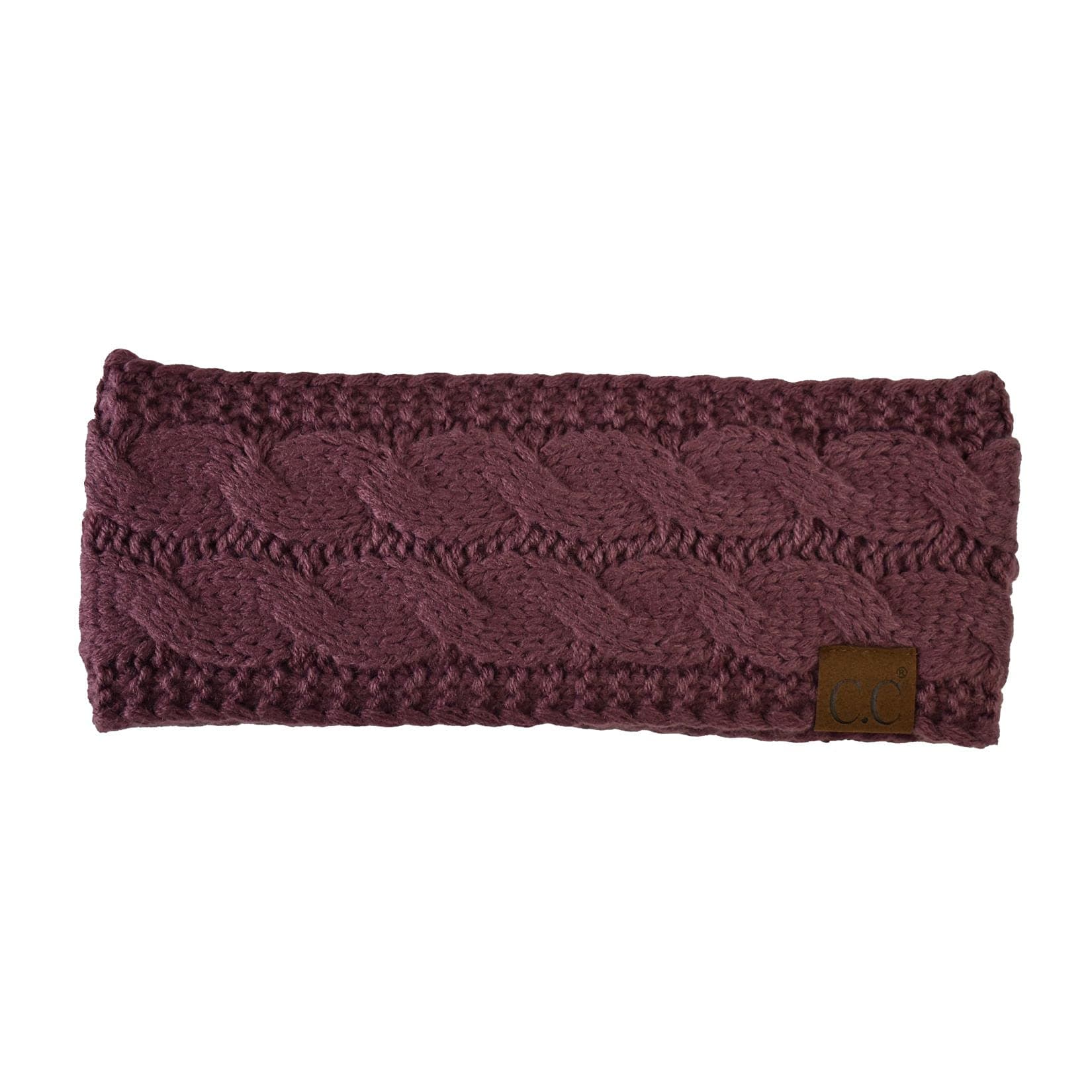 C.CSoft Stretch Winter Warm Cable Knit Fuzzy Lined Ear Warmer Headband, Coco Berry