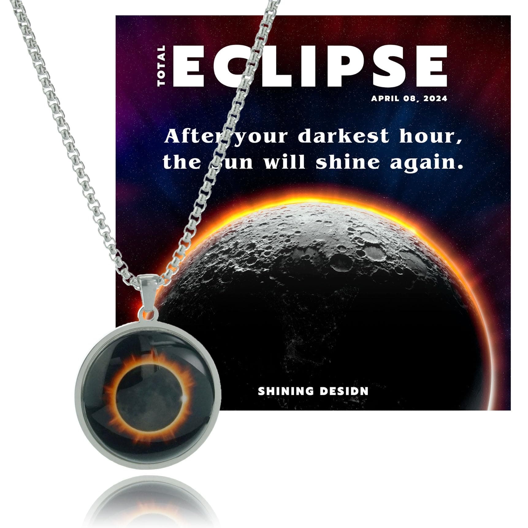 2024 Solar Eclipse Necklace Collection (Sliver Color)
