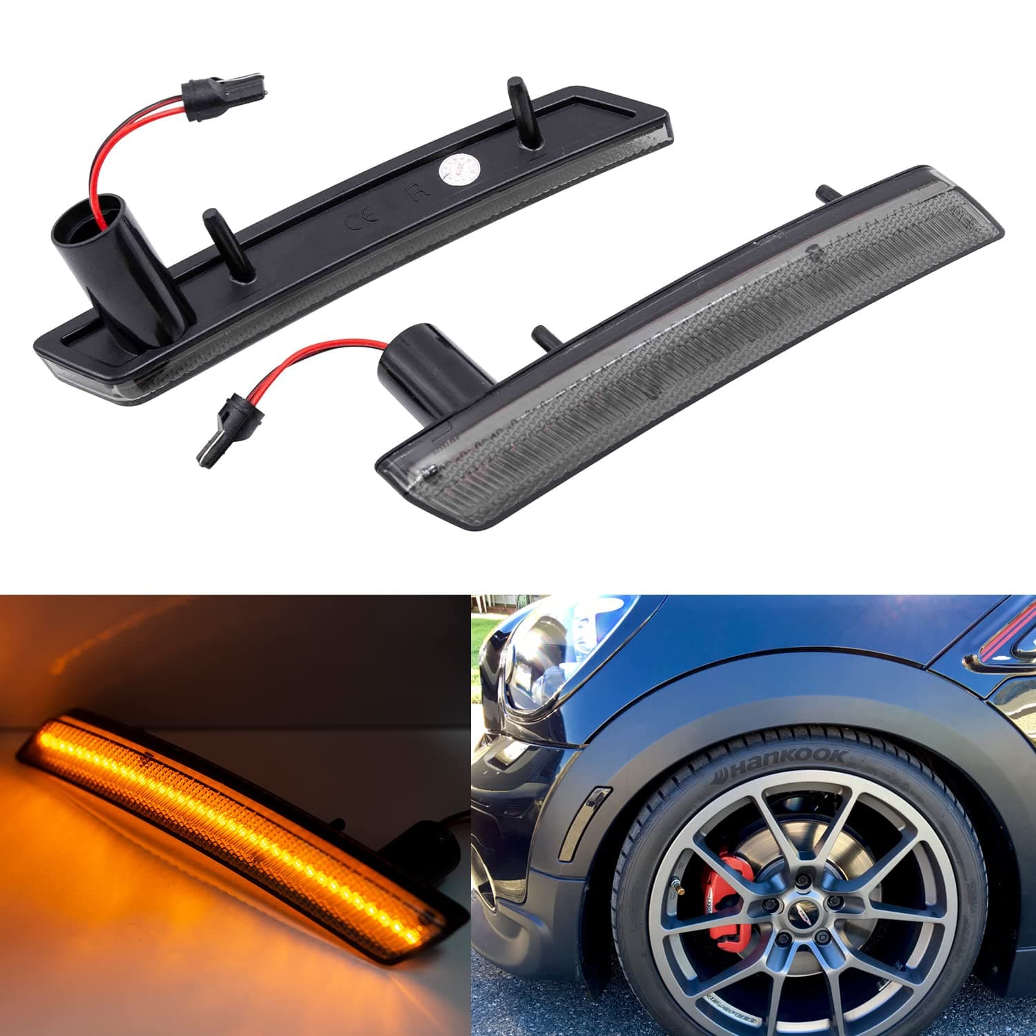 NSLUMO Amber LED Side Marker Lights Front Led Side Marker Light Assembly Smoke Lens for M'INI C'ooper 2nd Gen R56 R57, R55 Clubman R58 Coupe R59 Roadster R60 Countryman R61 Paceman