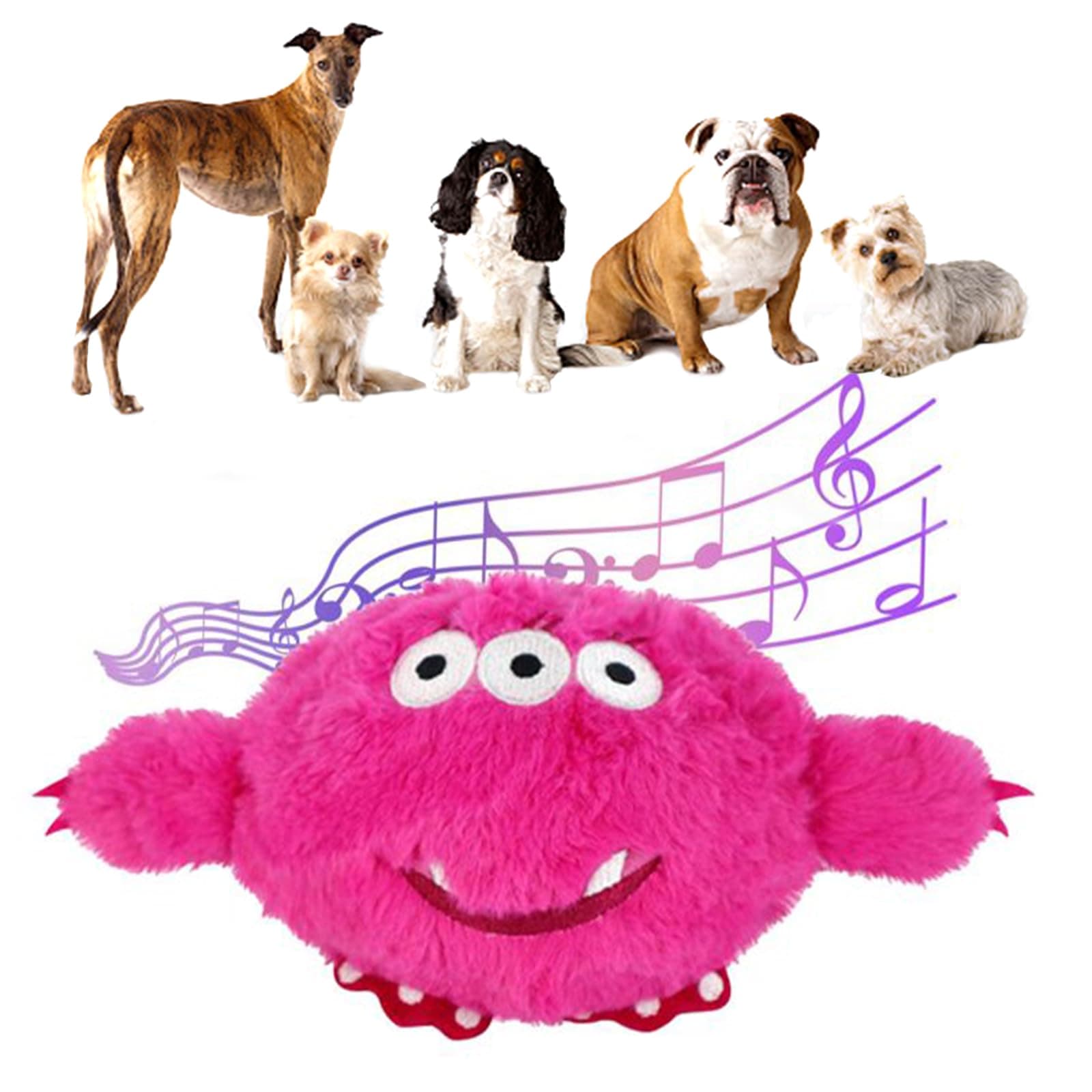 SLE Pet Bouncing Ball for Dog Chase Bite and Run, Vibrating and Sounding Plush Cartoon for Motorized Entertainment Interactive Toy, Indoor Play Toys for Dogs