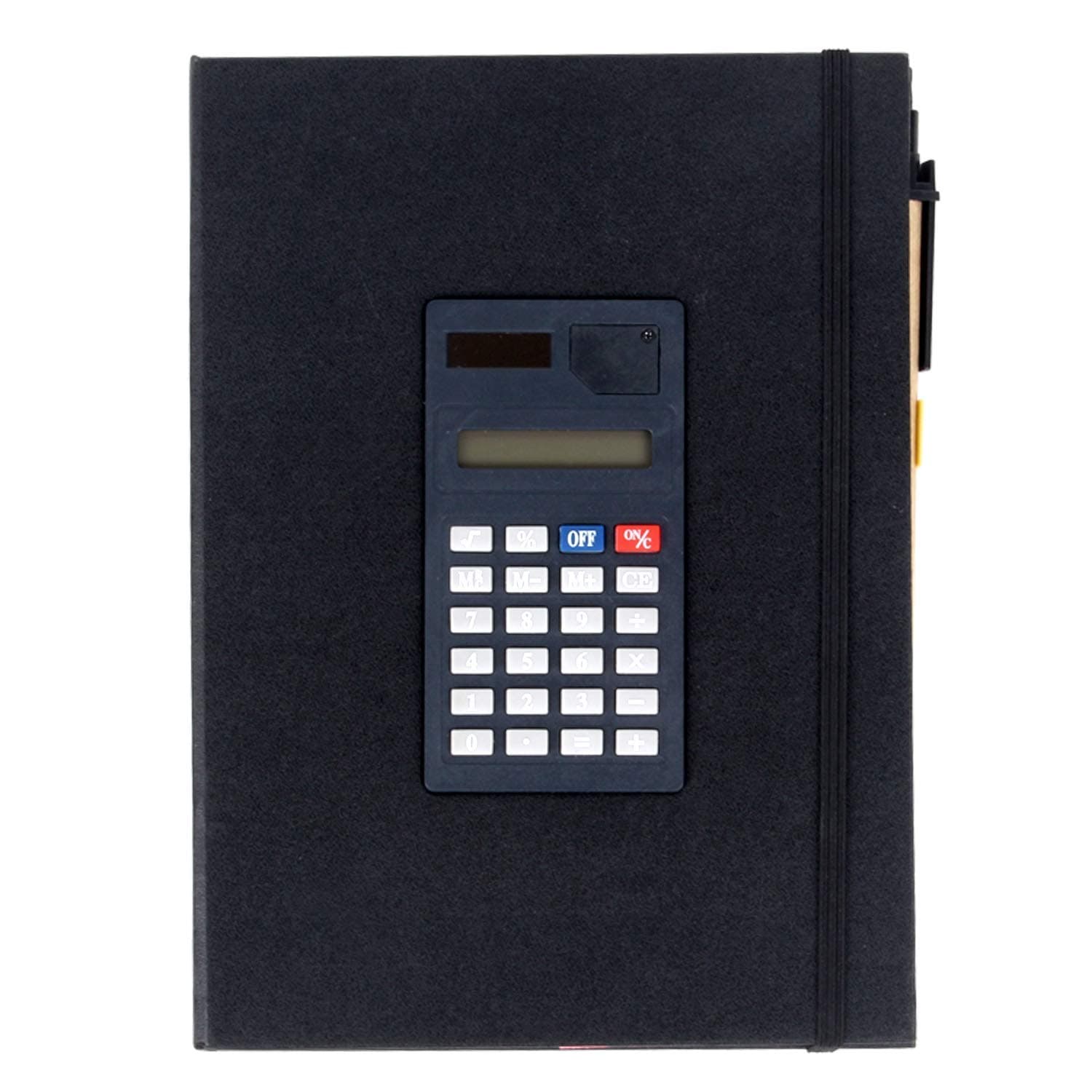 MeRaYo Note Pad Memo Book with Sticky Notes Clip Holder Calculator with Pen in Diary Style (Black Color)