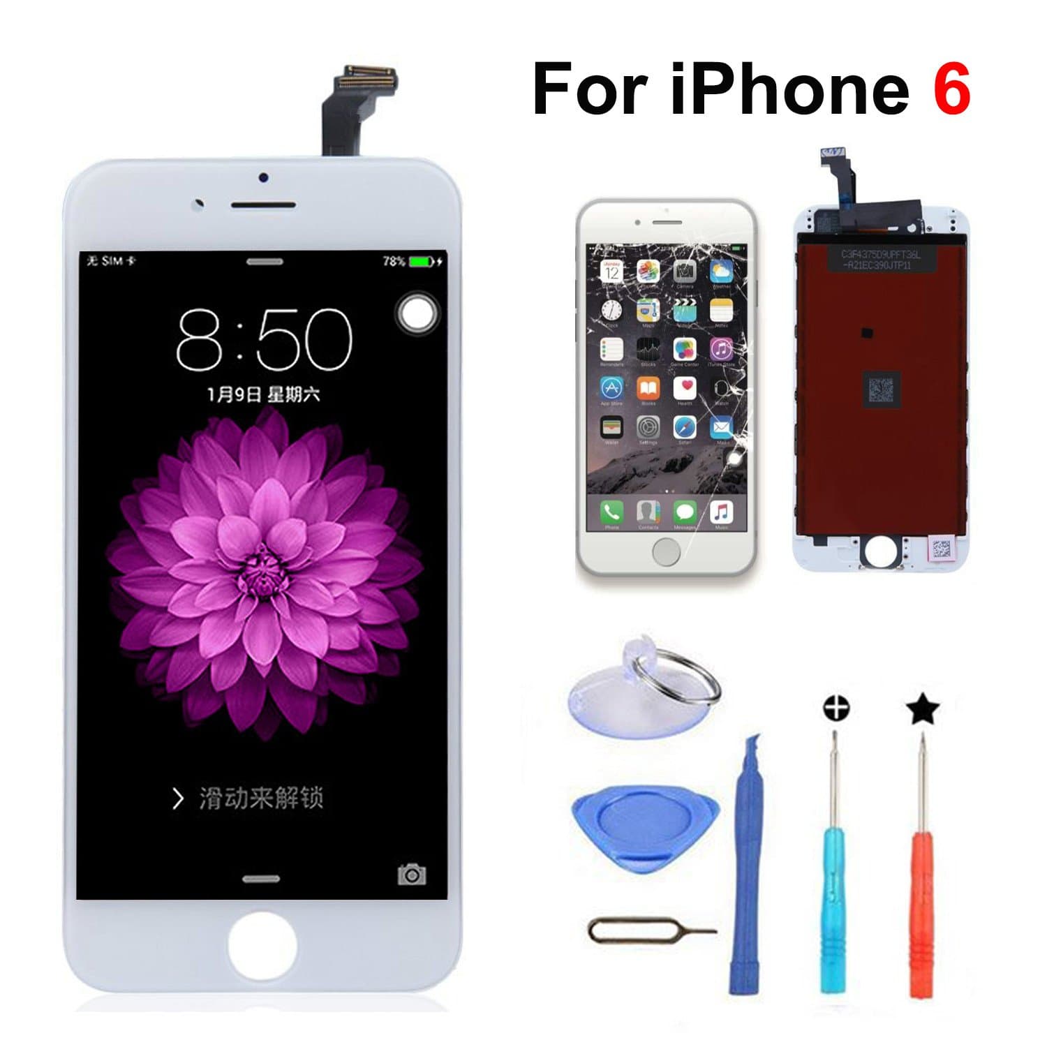 LCD Digitizer Assembly Replacement Display Touch Screen for iPhone 6 (White)