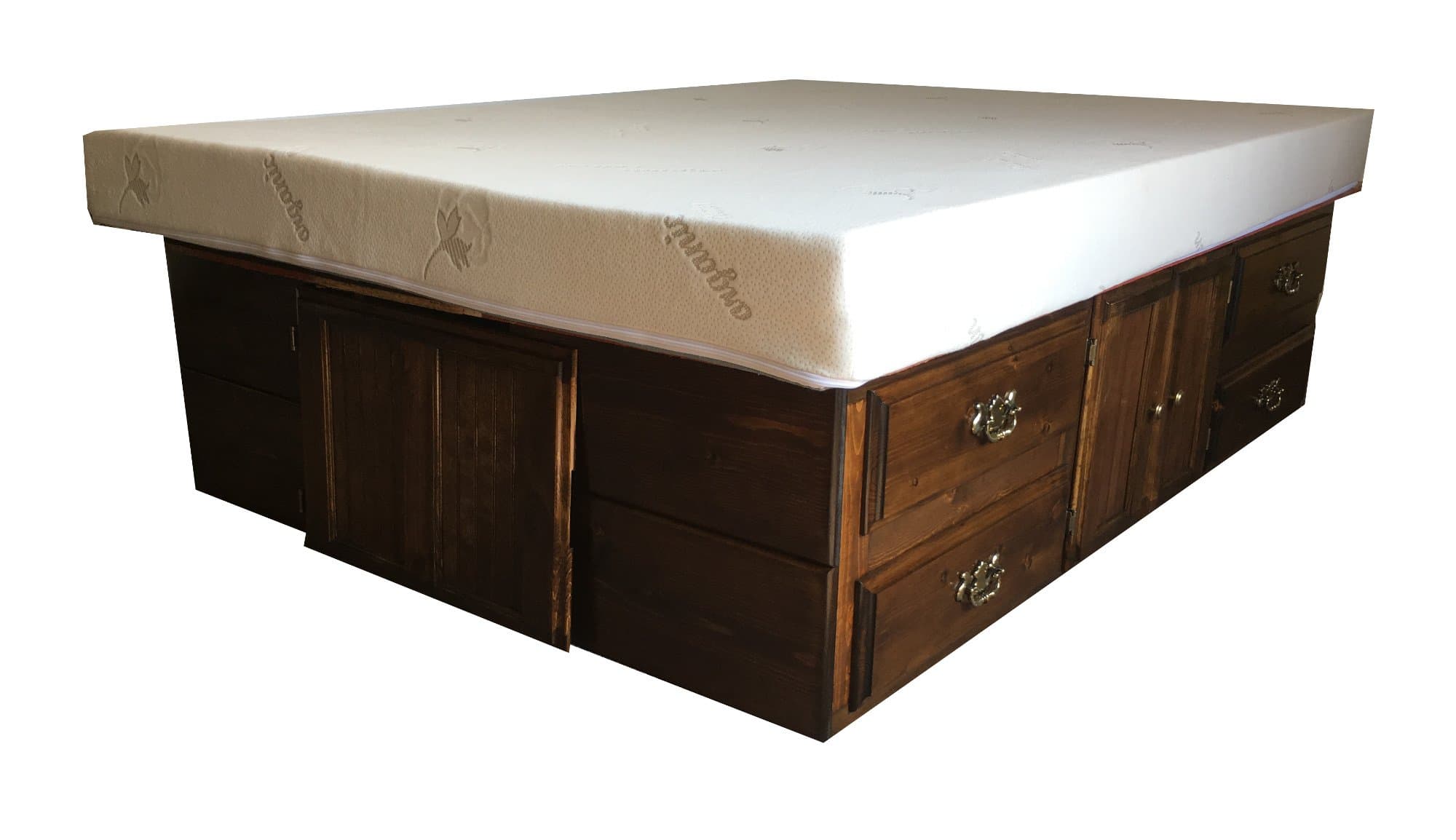 Strobel Organic Madison Premium Solid White Pine 18" Captains Drawer Pedestal 4 Handle Pull Drawers Oak Finish