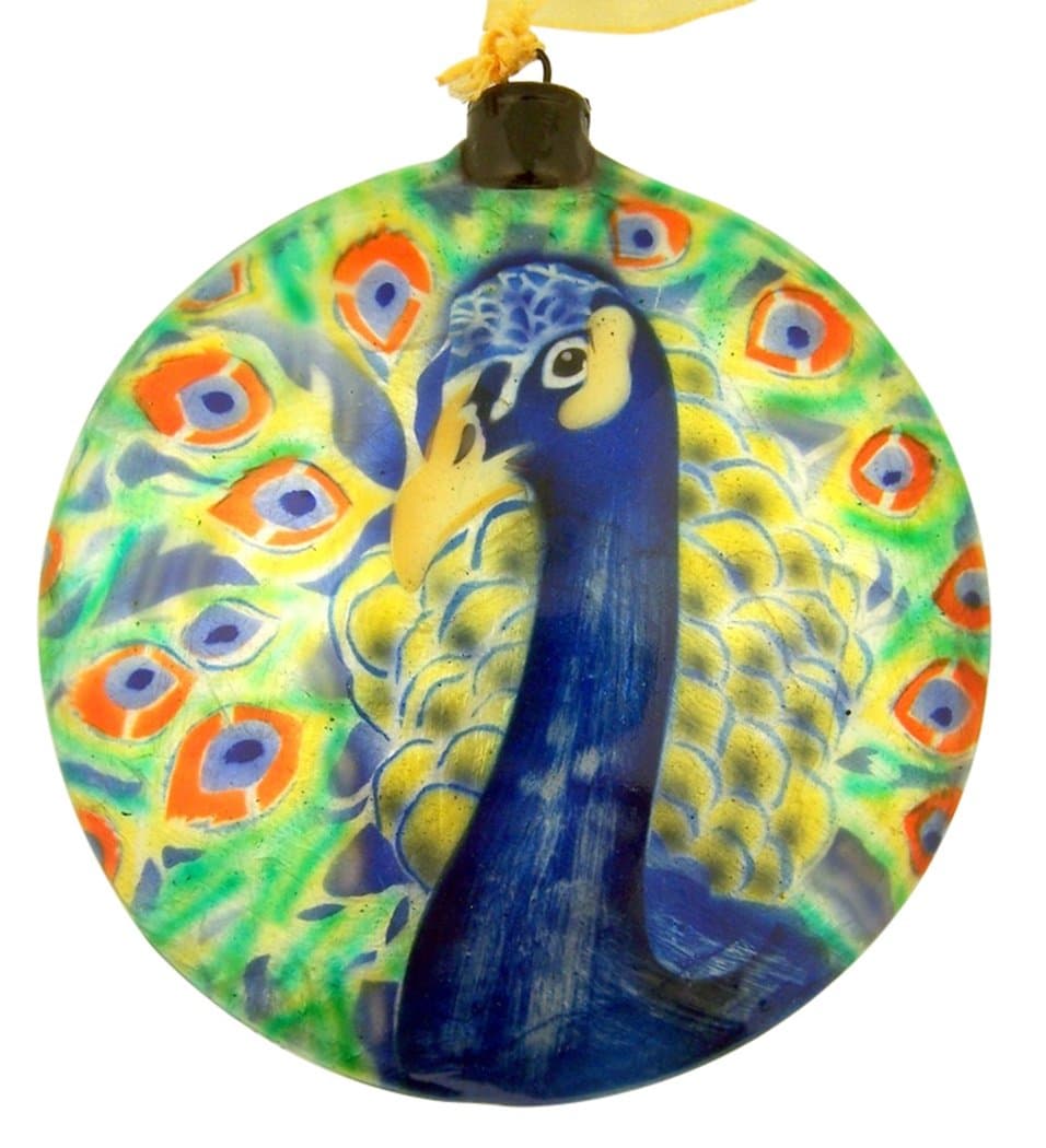 Round or Wall Decoration, 4 Inch - Peacock