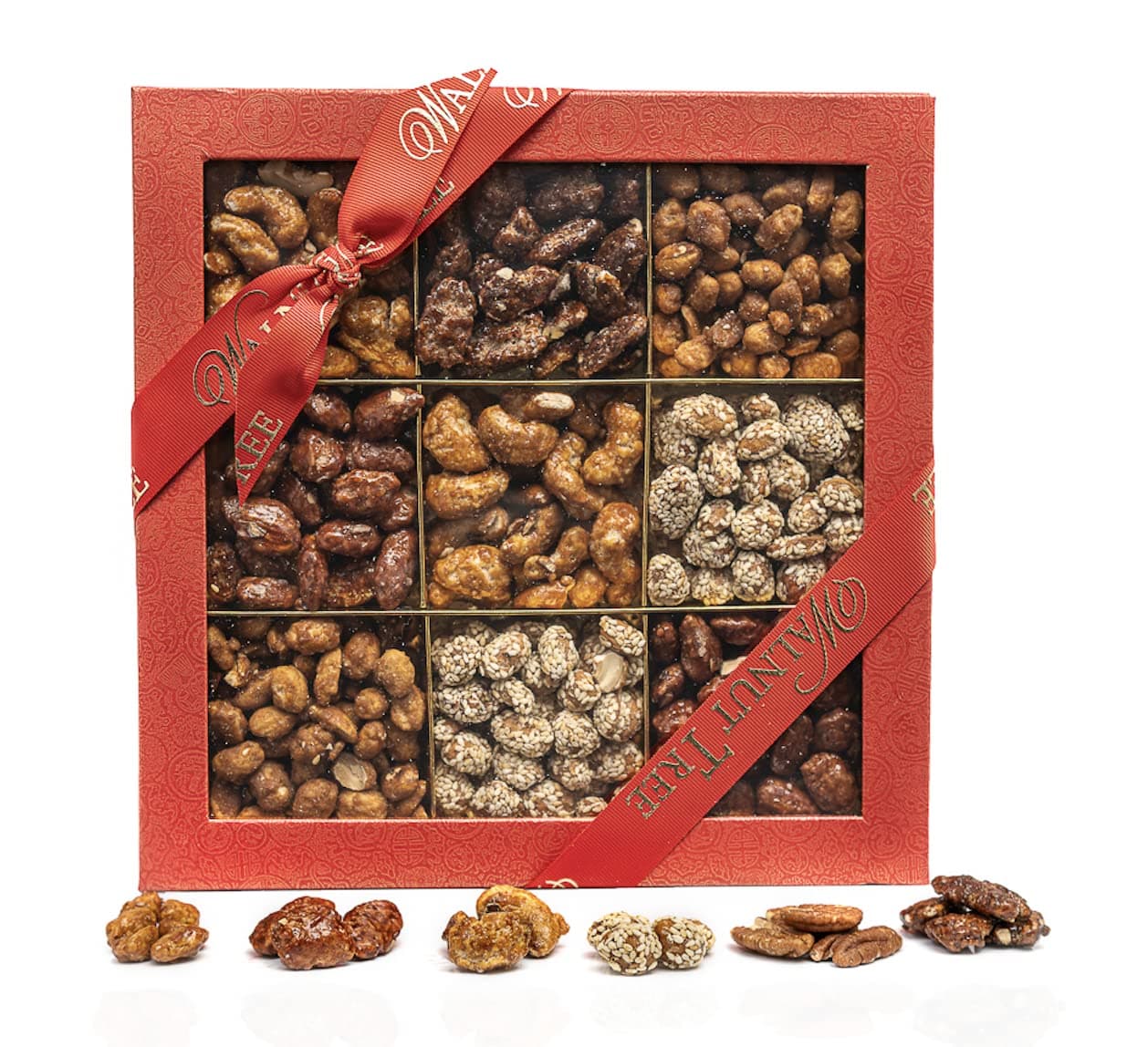 Walnut Tree – Caramelised Nut Gift Box – Handpacked in the UK with Pecans, Cashews, Almonds, Peanuts, Sesame Peanuts – Gluten Free – Vegetarian – Luxury Gift Selection, Birthday, Anniversary – 550g