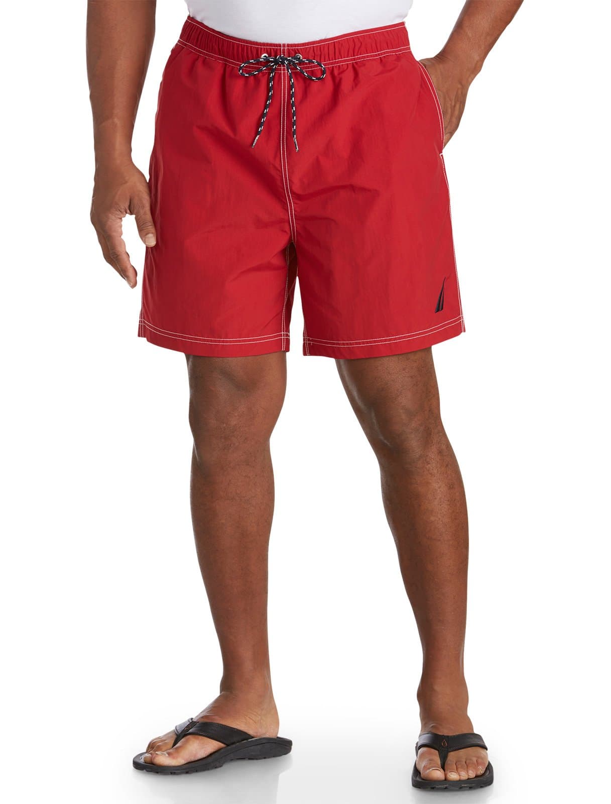 Nautica Men's Solid Quick Dry Logo Swim Trunk