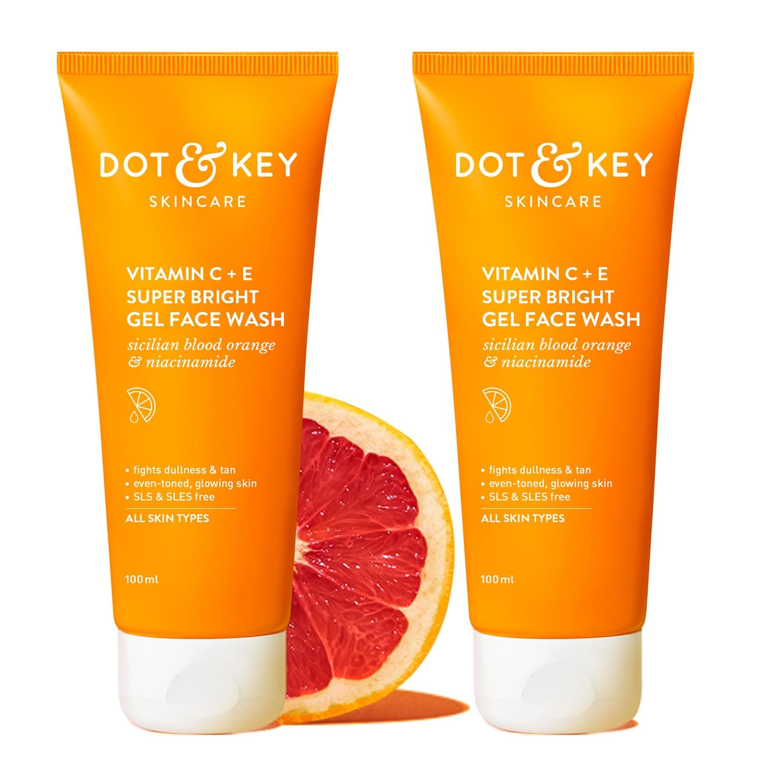 Dot & Key Vitamin C + E Super Bright Gel Face Wash Combo (Pack of 2, 100gm each) For Glowing And Brightening Skin All Skin Types|With Triple Vitamin C, Fades Dark Spots & Pigmentation