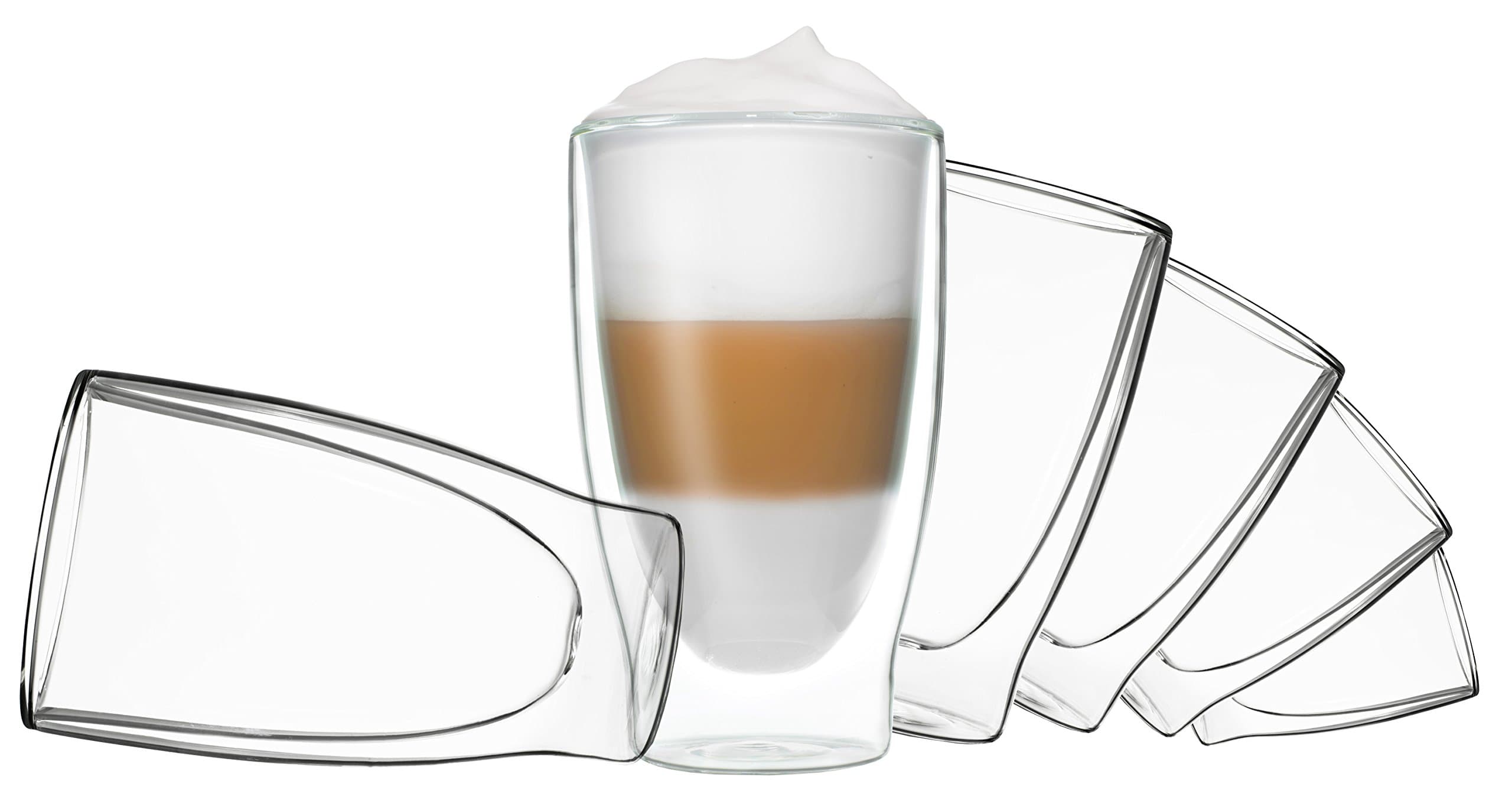 DUOS Double Walled Thermo Glasses Set with Floating Effect for Latte Macchiato, Cappuchino, Tea, Juices, Water, Cocktails 6 X 400 ml