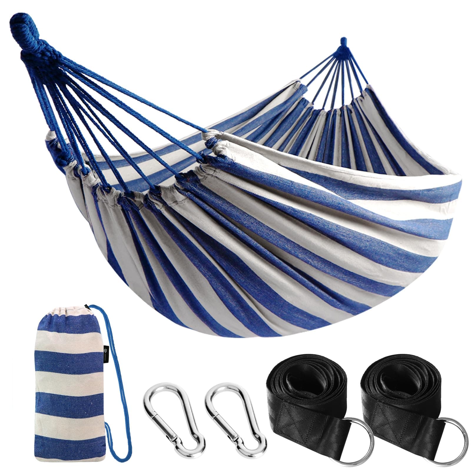Anyoo Cotton Hammock Comfortable Fabric with Tree-friendly Straps, Durable Portable Hammock with Travel Bag,Perfect for Garden Camping Outdoor/Indoor Patio Balcony Backyard