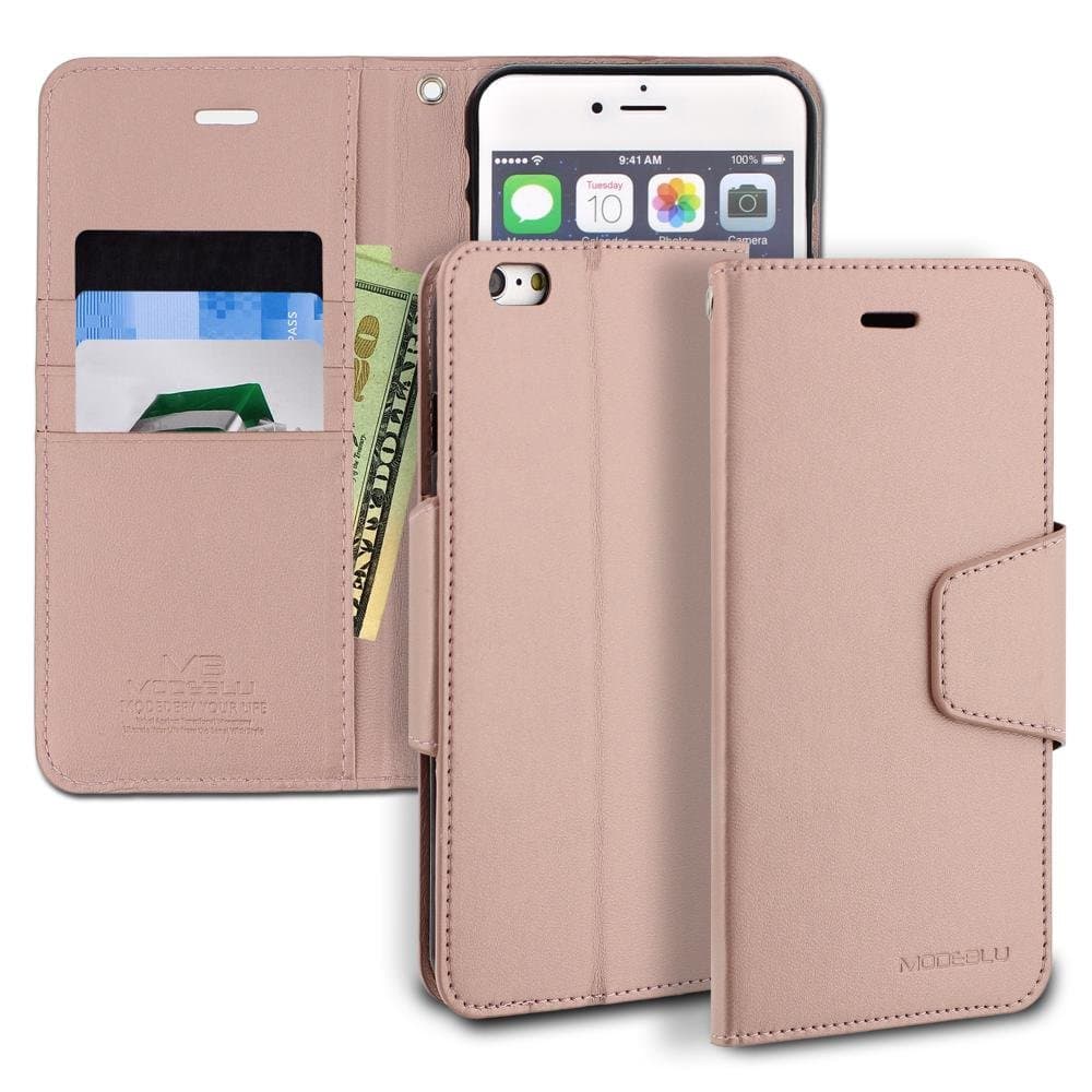 iPhone 6s Plus Case, [Classic Diary Series] [Rose Gold] Wallet Case ID Credit Card Cash Slots Premium Synthetic Leather [Stand View] for Apple iPhone 6s Plus & 6 Plus, 5.5 inch