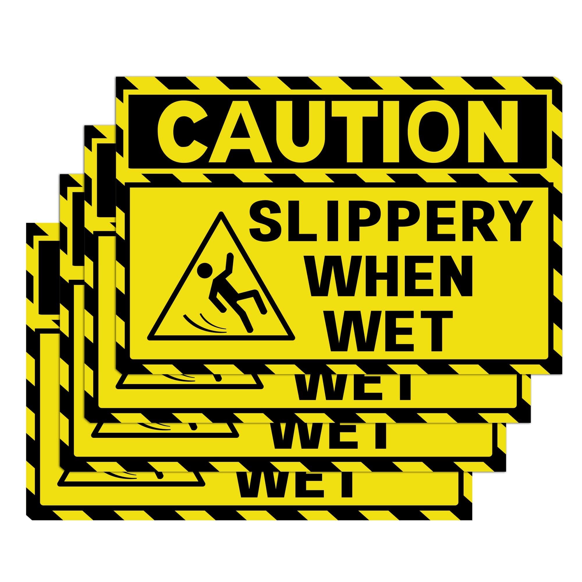 4 Pack Caution Floor Slippery When Wet Sign 5 x 8 Inch Vinyl Wet Floor Signs Slippery Warning Signs Be Careful Watch Your Step Sign Sticker Caution Stickers