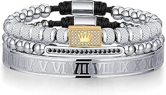 WFYOU 3PCS Stainless Steel Bracelets for Men Gold Roman Numeral Bangle Bracelet Twisted Cable Bracelet Adjustable Cuff Bracelet Mens Luxury Jewelry Bracelets Gifts