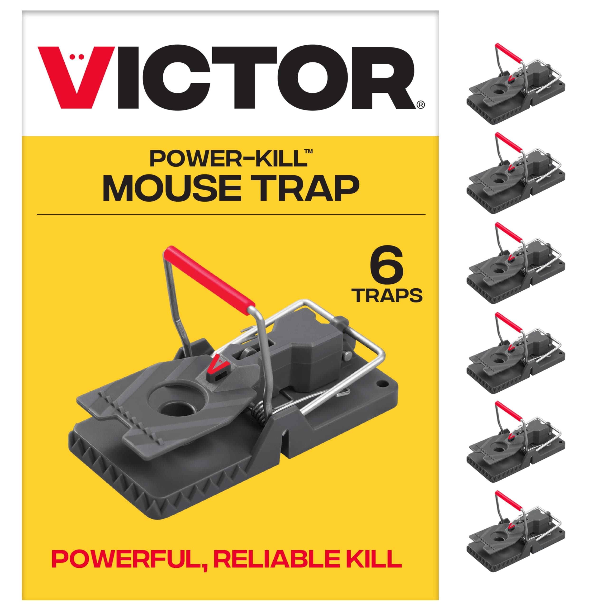 Power-Kill Humane Mouse Traps M393SSR - 6 Easy Set, Reusable, Power-Kill Victor Mouse Traps