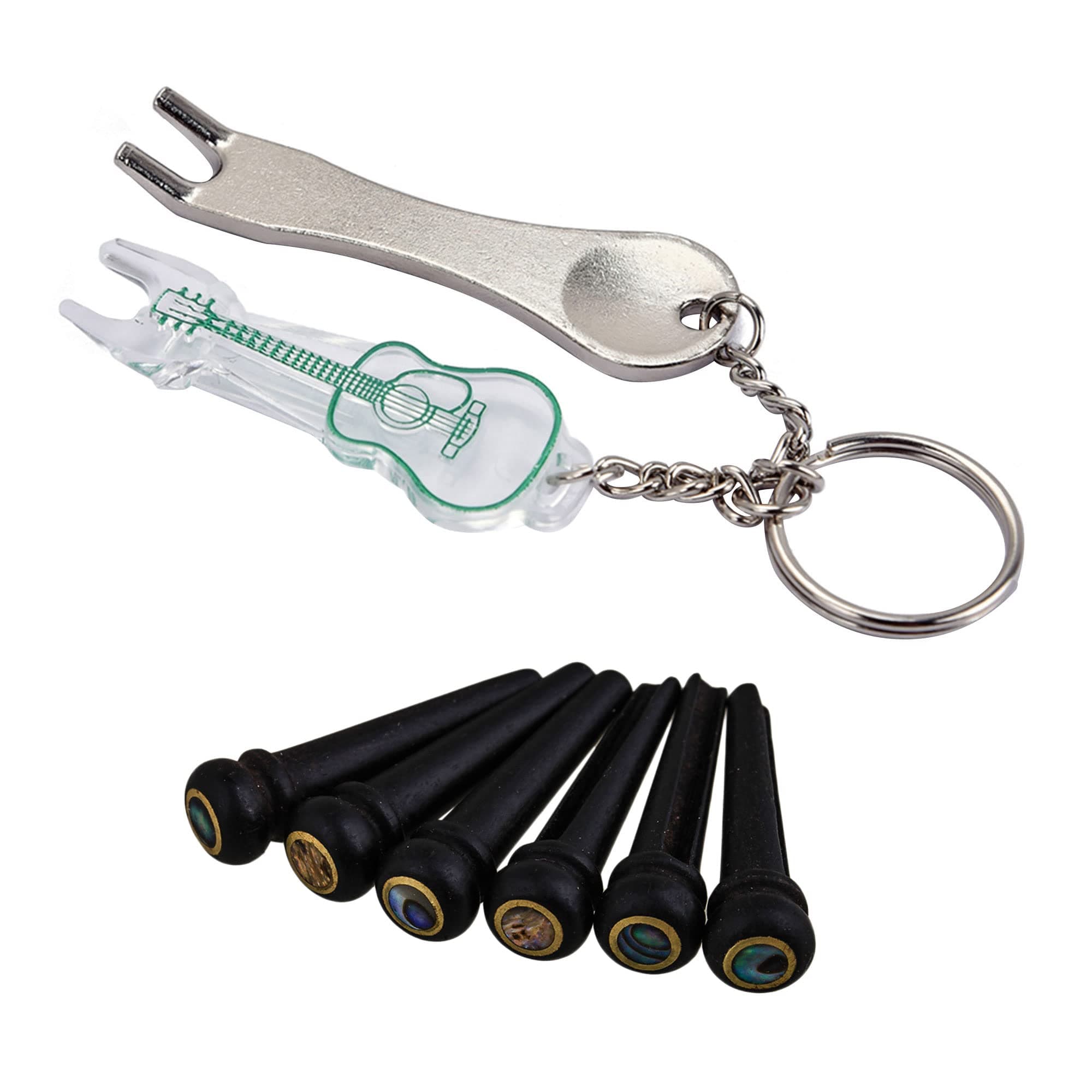 YibuyGuitar Bridge Pin Pegs Black Puller Pulling Remover Extractor Set Steel Plastic Pack of 7