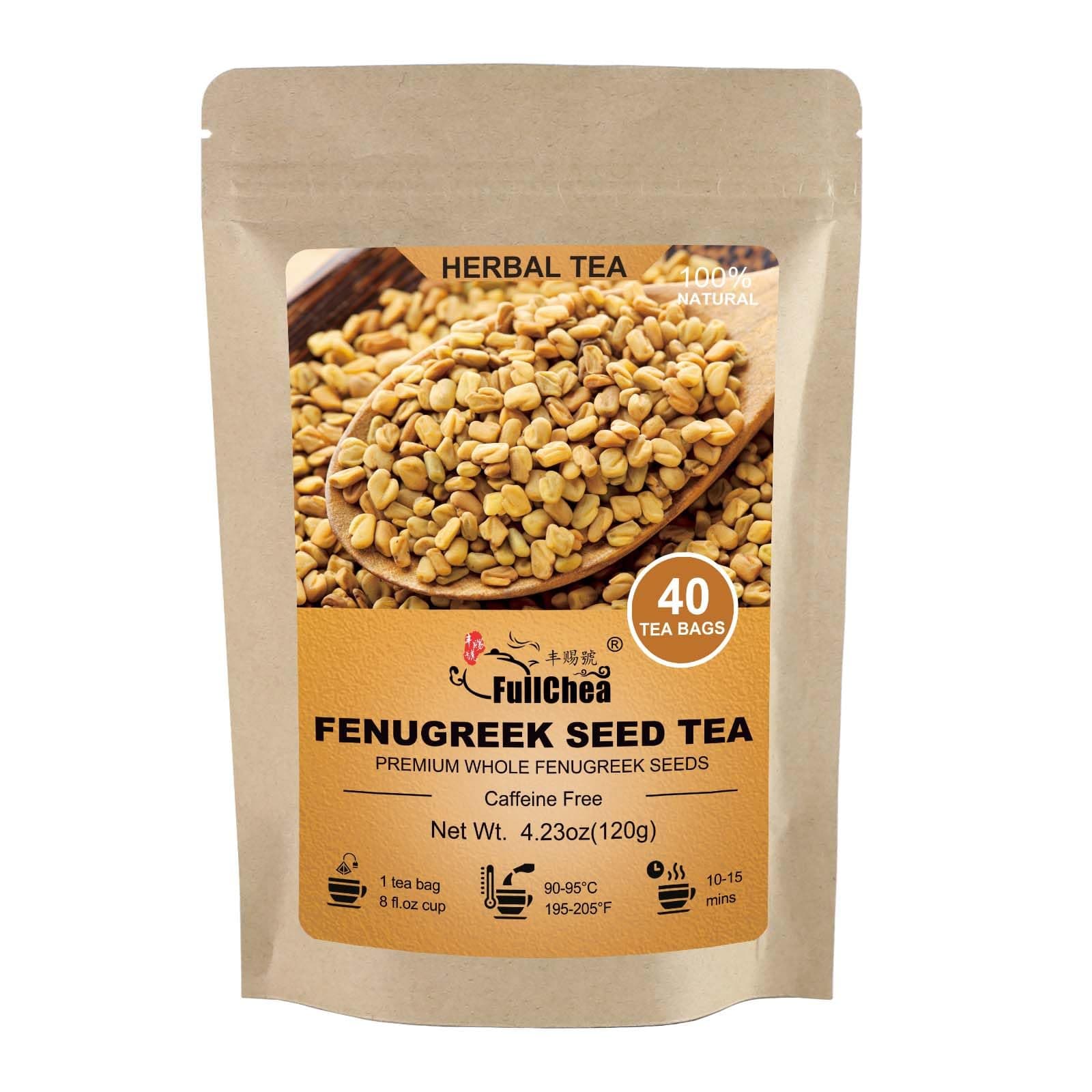 Fenugreek Seed Tea Bags, 40 Teabags, 3g/bag - Premium Whole Fenugreek Methi Seeds - Non-GMO - Caffeine-free - Support Digestion