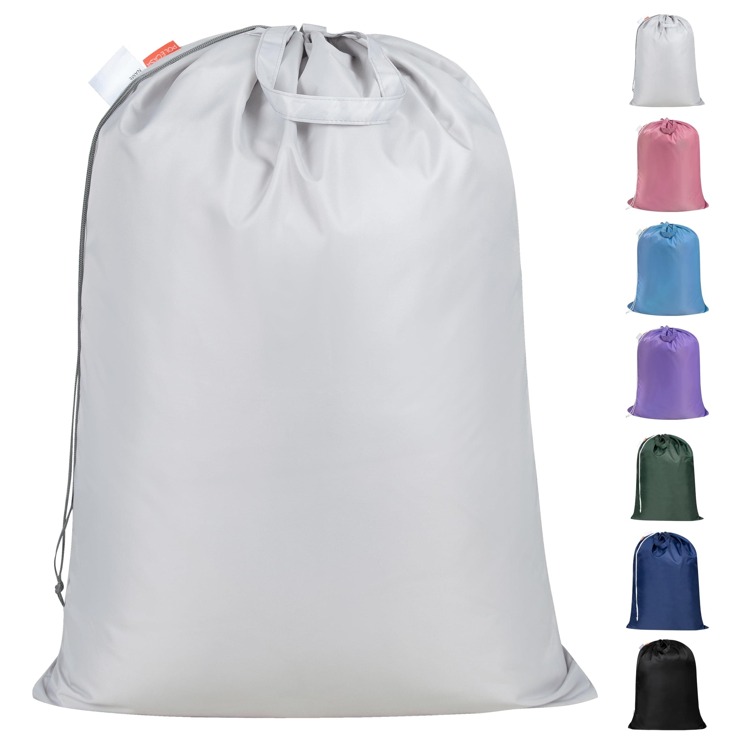 Polecasa 28 x 36 inches Extra Heavy Duty Large Laundry Bag with Sturdy Handles and Drawstring Closure, Storage Bag for Basket, College, Dorm, Travel, Silver