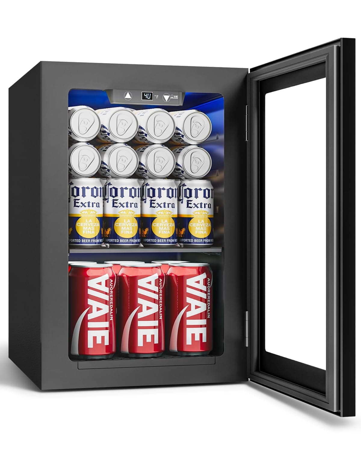 24 Cans Beverage Refrigerator Cooler - Mini Fridge with Digital Temperature Control, Soda Wine Beer Drink Fridge - Small Refrigerator for Office Home Bedroom Dorm Bar, Black