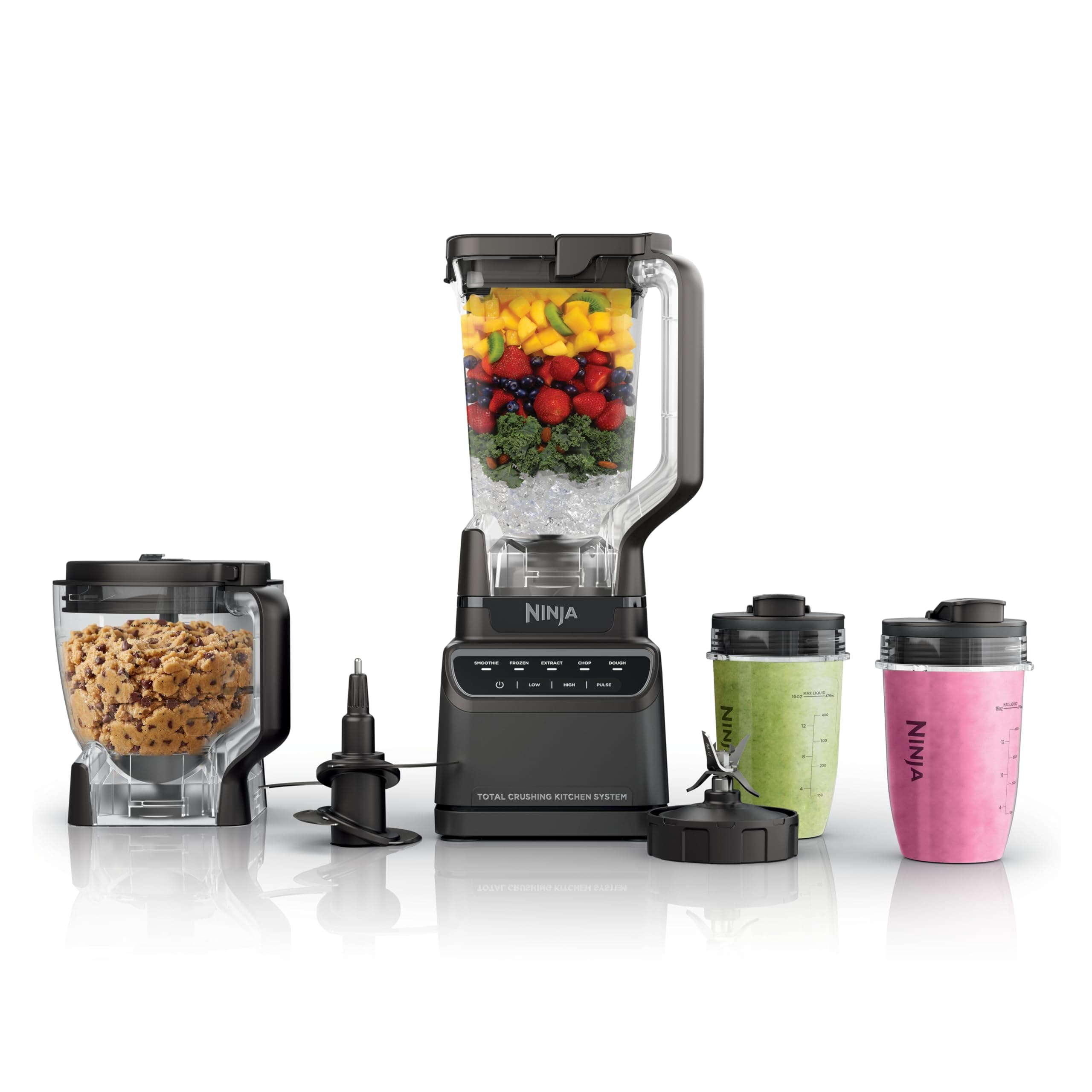 Ninja Kitchen System | All-in-One for Smoothies, Frozen Drinks, Veggie Chopper & More | With Full-Size Pitcher, 8 Cup Food Processor Bowl, (2) 18 oz. Cups, | 1200 Watt | Dark Grey | BR601AMZ
