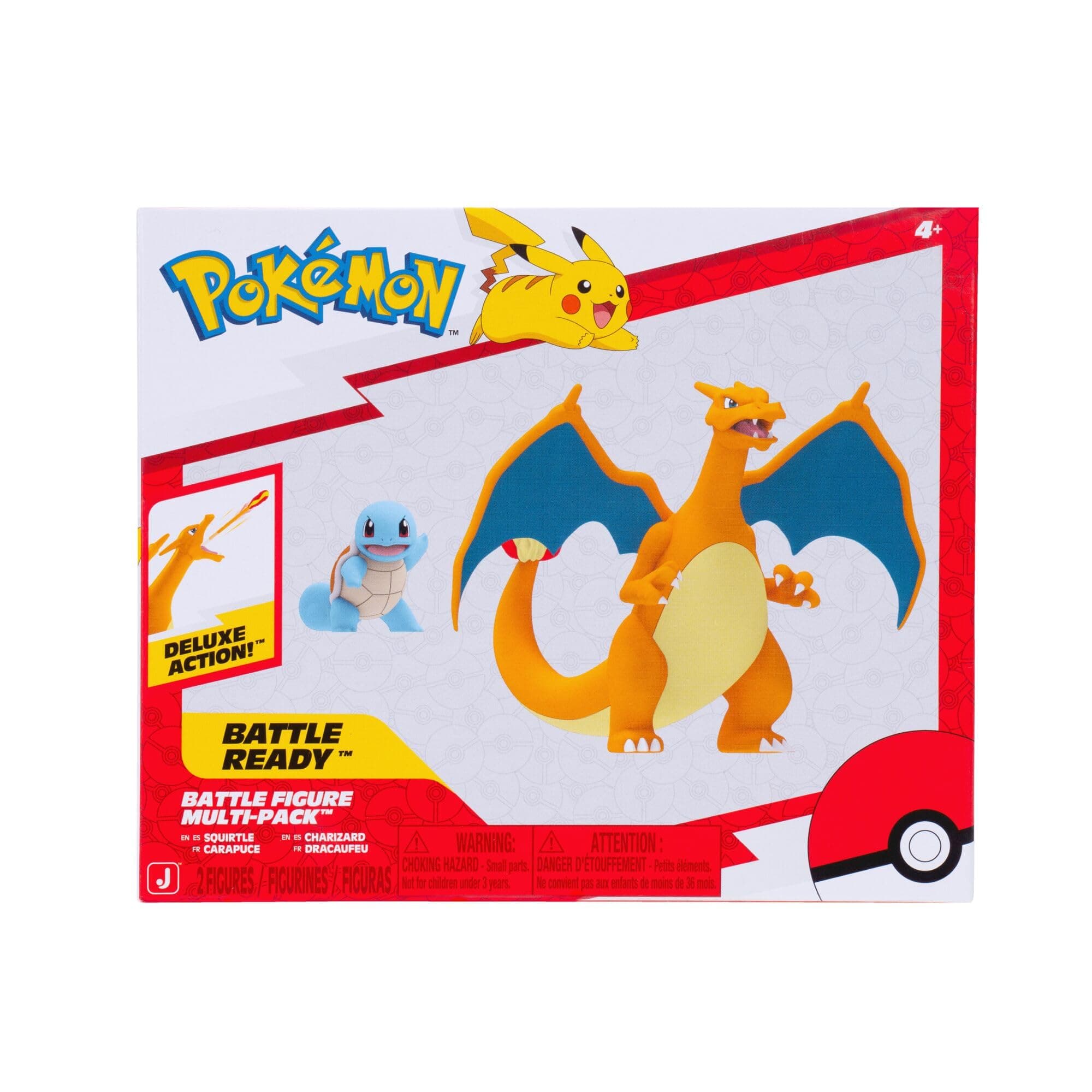 Pokémon Fire and Water Battle Pack - Includes 4.5 Inch Flame Action Charizard and 2" Squirtle Action Figures - Amazon Exclsuive