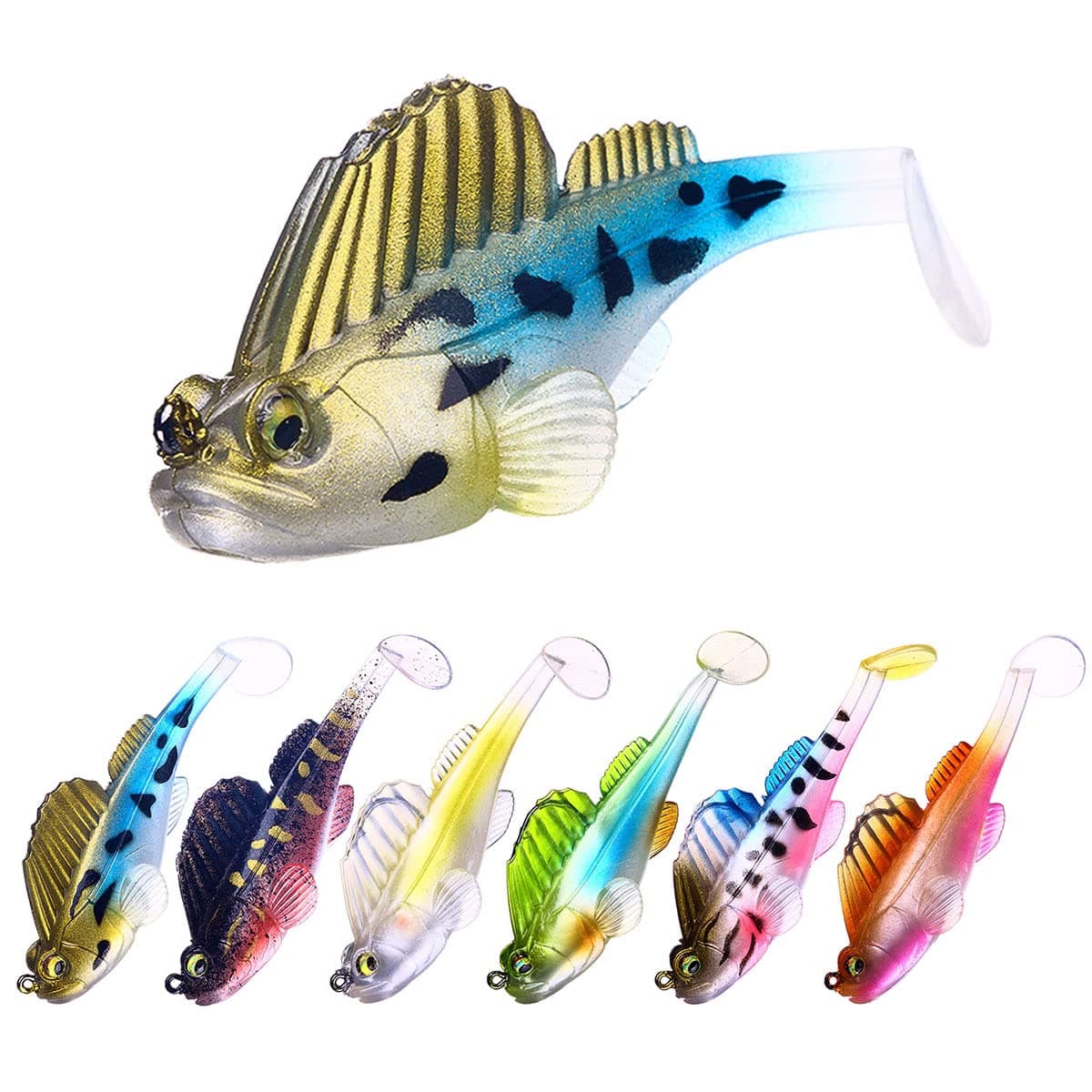Pre-Rigged Weedless Swimbaits - Paddle Tail & Dark Sleeper Designs, Soft Plastic Fishing Lures for Freshwater & Saltwater, Bass, Trout, Crappie, Walleye & Pike Jigs