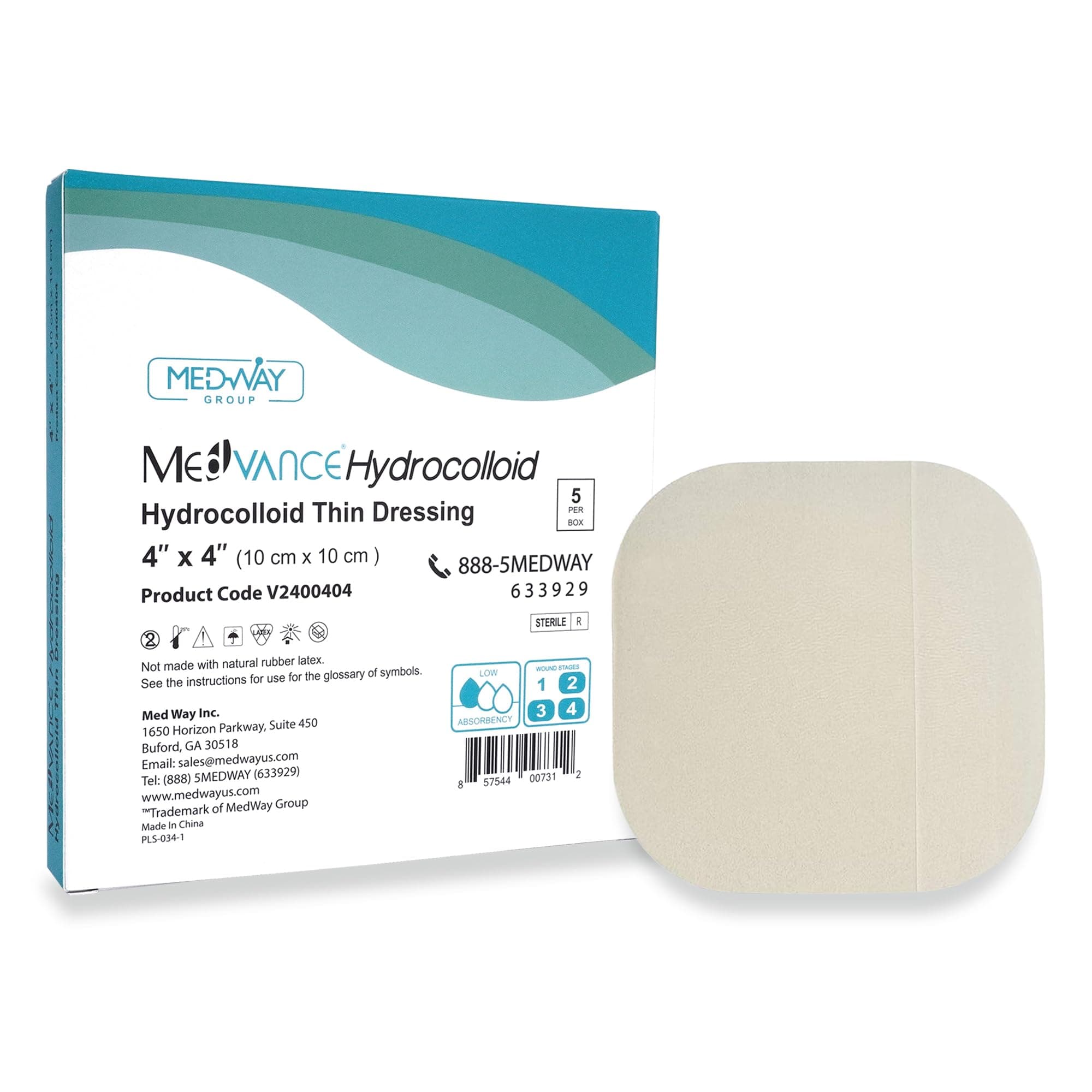 TM Hydrocolloid - Hydrocolloid Adhesive Thin Dressing 4"X 4" Box of 5 Dressing