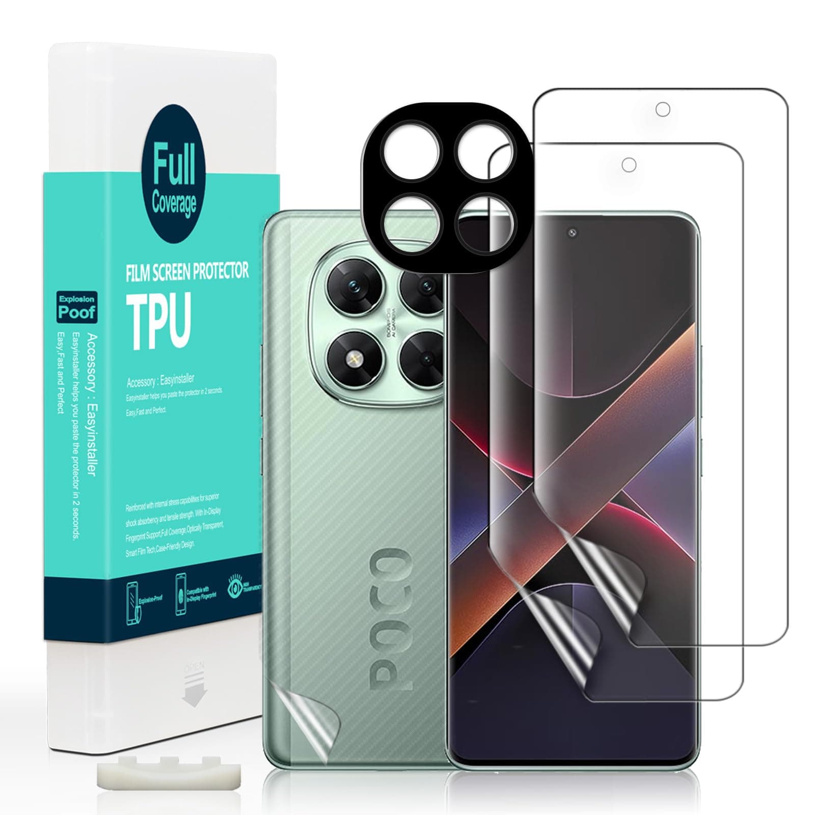 Ibywind 2 Pcs Screen Protector For Xiaomi Poco X7 5G 6.67",Flexible TPU Film,With 1Pc Camera Lens Protector,1Pc Back Film[Easy to install]