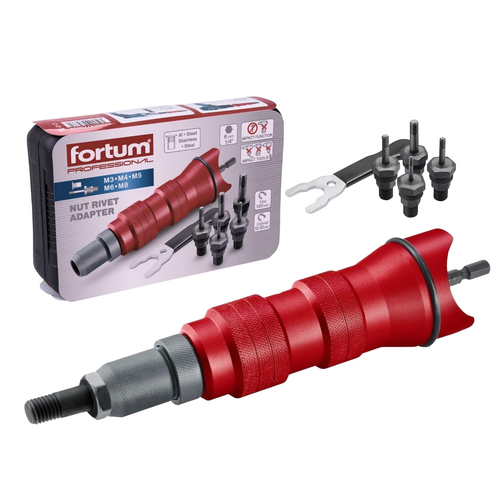 Rivet nut Attachment for Cordless Screwdriver & Drill I Riveter for Rivet Nuts Made of Aluminium, Steel & Stainless Steel I Blind Rivet Attachment for M3-M8 Nuts I Rivet Gun Adapter