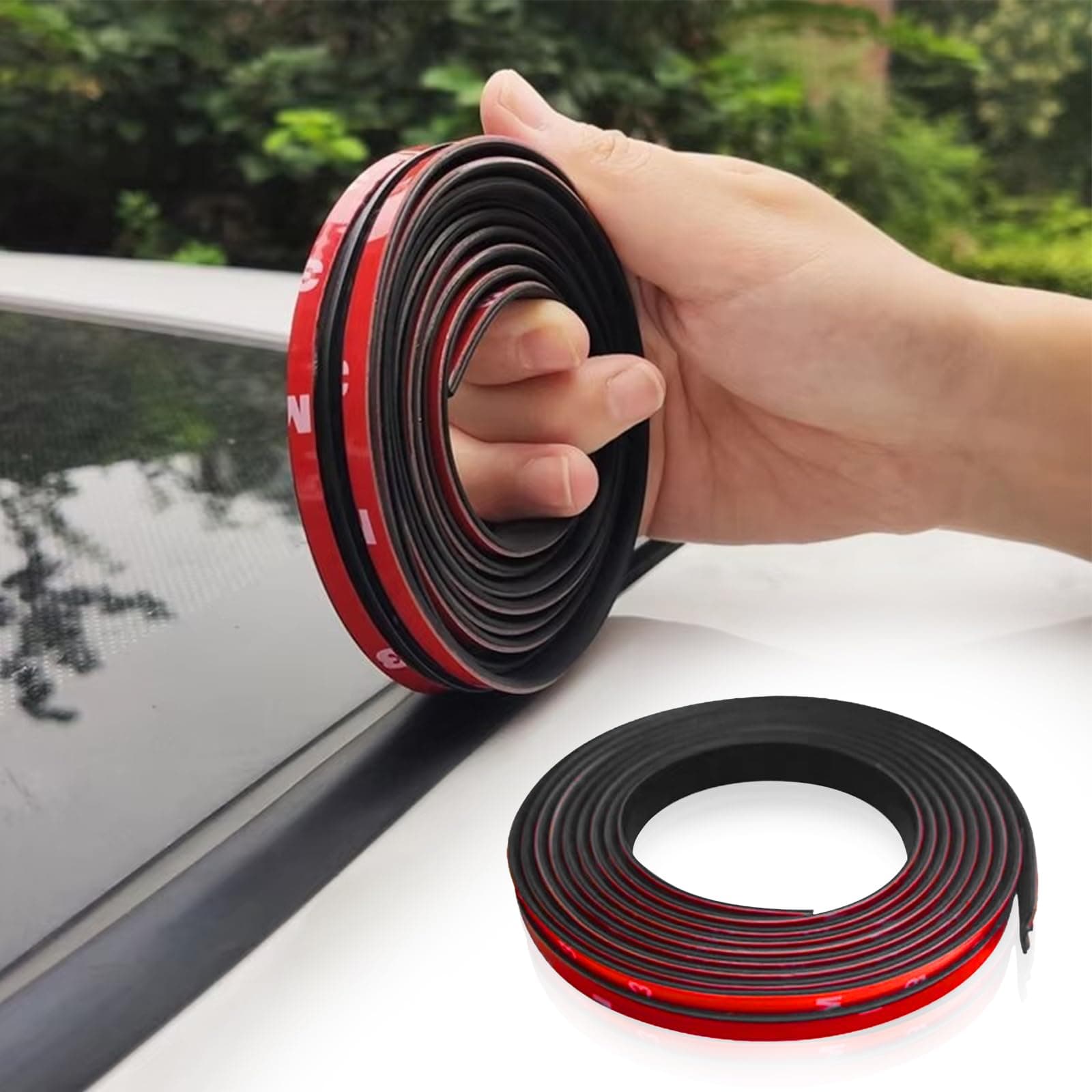 16.4Ft T-Shape Car Weather Stripping - Cuttable Windshield and Sunroof Rubber Seal with Self-Adhesive, Waterproof Trim for Cars, Trucks, and SUVs