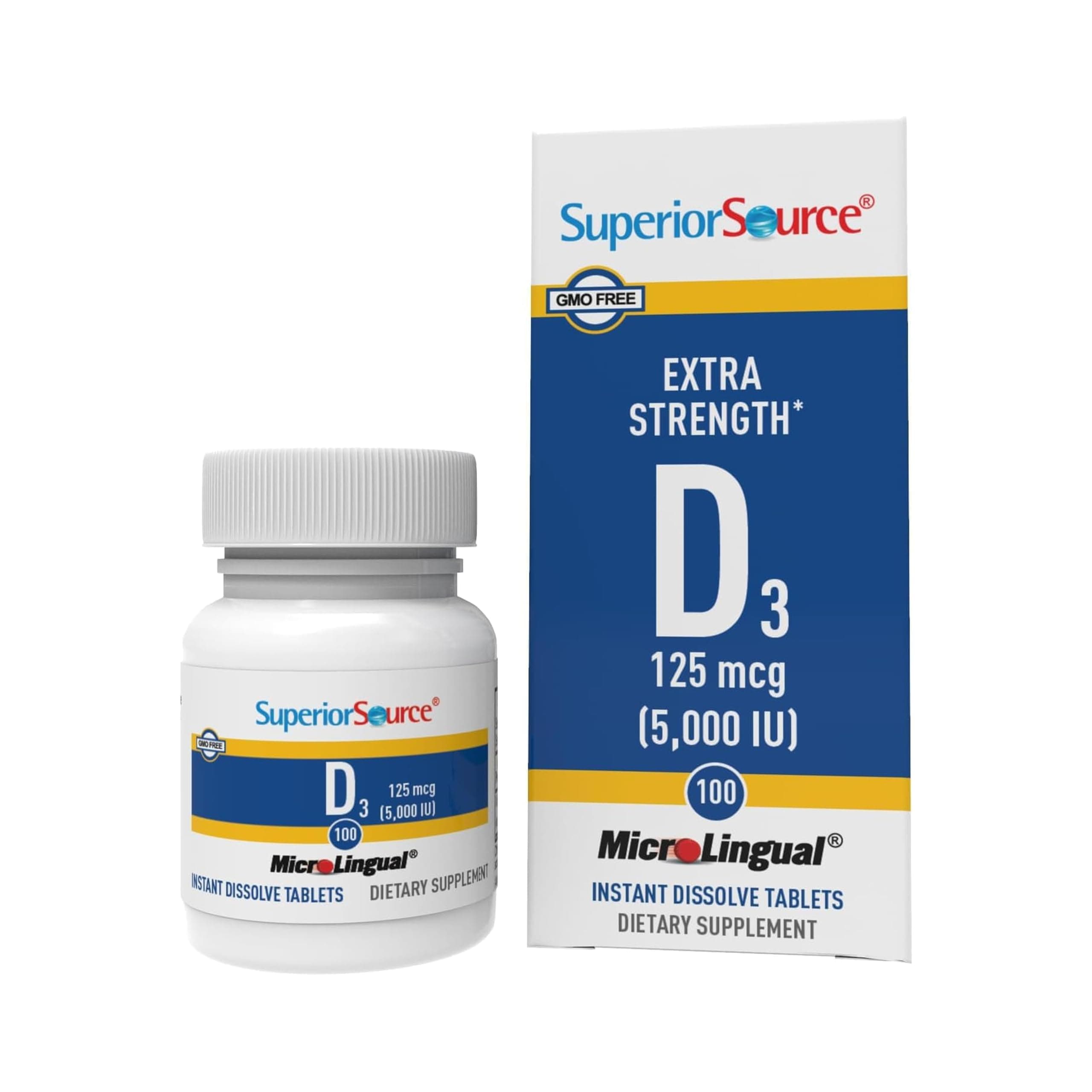 Superior Source Vitamin D3 5000 IU - Offers Immune System, Brain & Nervous System Support - Helps in Calcium Absorption for Teeth & Bone Health - Bariatric Friendly - 100 Sublingual Dissolving Tablets