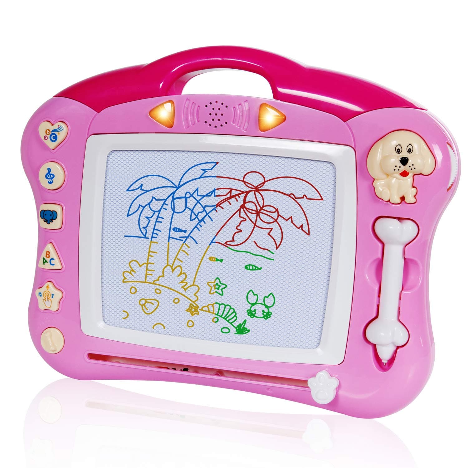 Toch Magnetic Drawing Board, Colorful Doodle Board Erasable Drawing Gift for Kids Boy Girl, Red