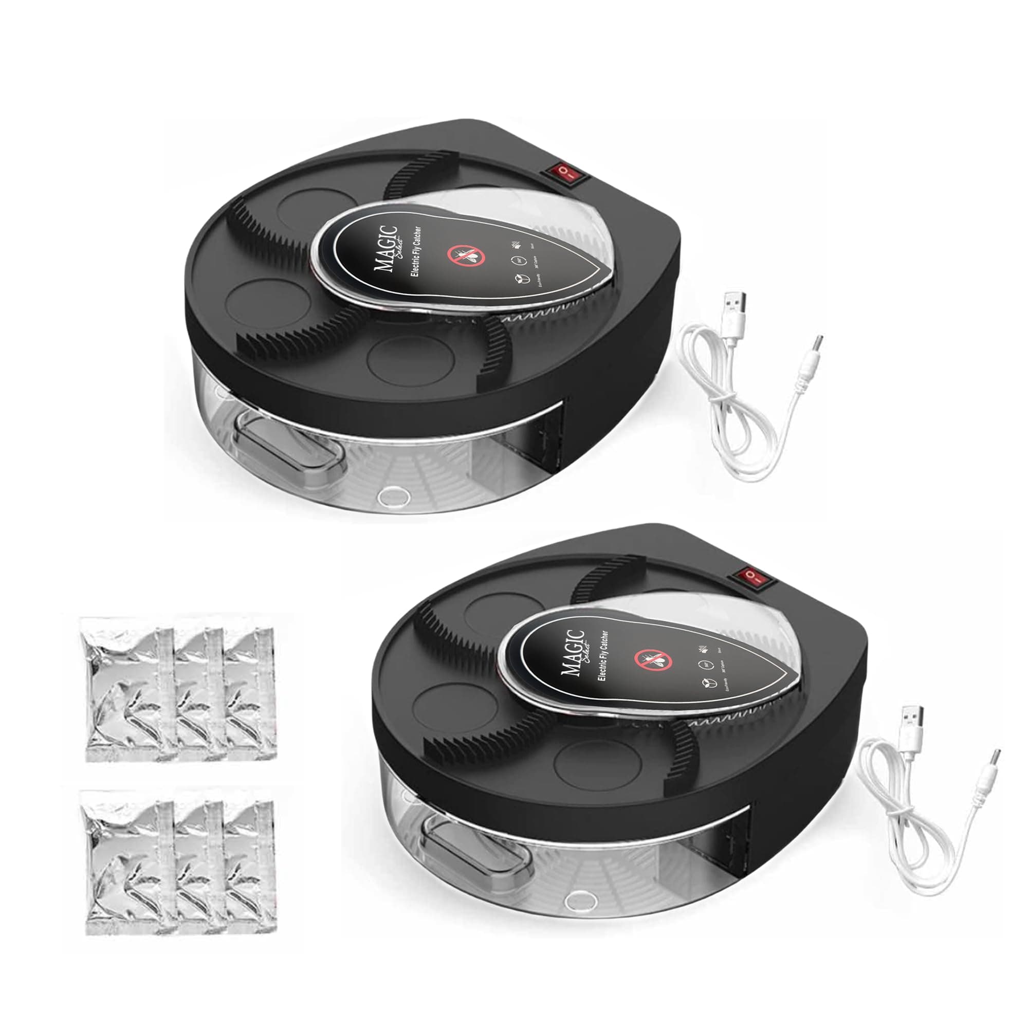 MAGIC SELECT360° Rotating Electric Fly Trap with 72 Hour Battery and USB Charging Cable for Home, Kitchen, Restaurant, Hotel, Bar