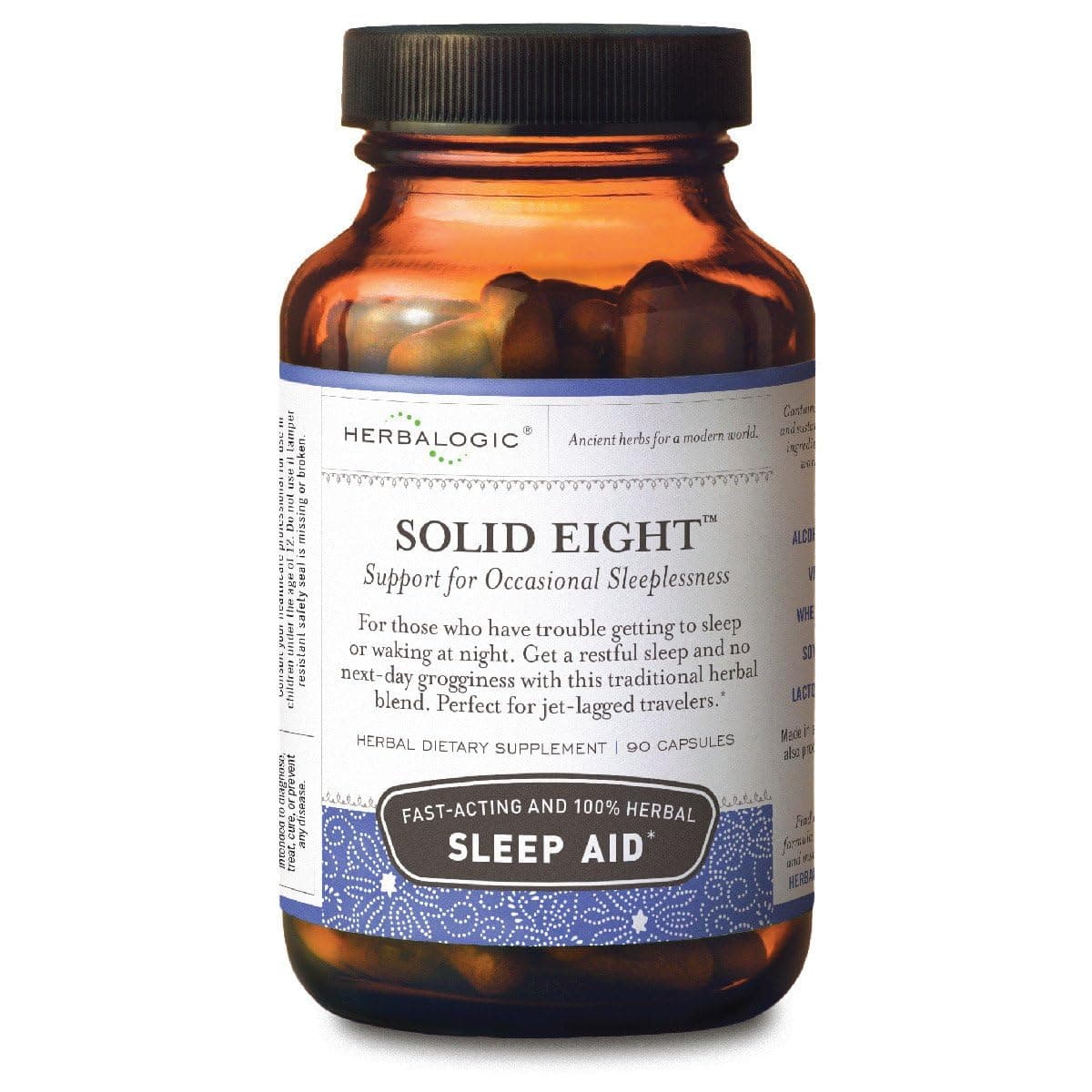 Solid Eight Herb Capsules - Fast Acting Natural Sleep Aid - Promotes Deep, Restful, Recuperative Sleep without Next-Day Grogginess- Does Not Contain Valerian Root - 90 Cap Count