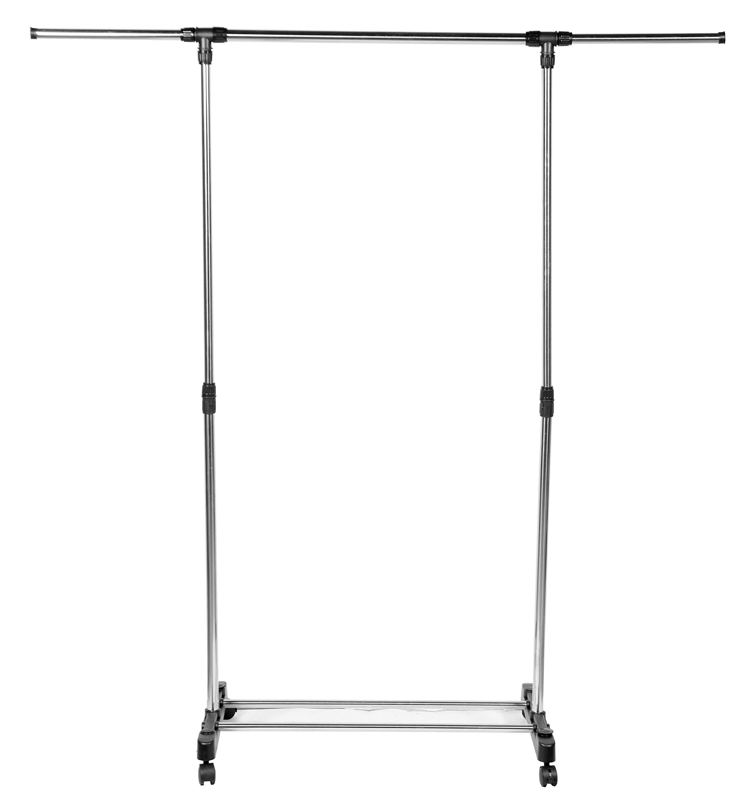 Haneez® Single Pole Clothes Rack for Drying, Hanging, Displaying for Home & Shop, Stainless Steel with Wheels and Adjustable Height.